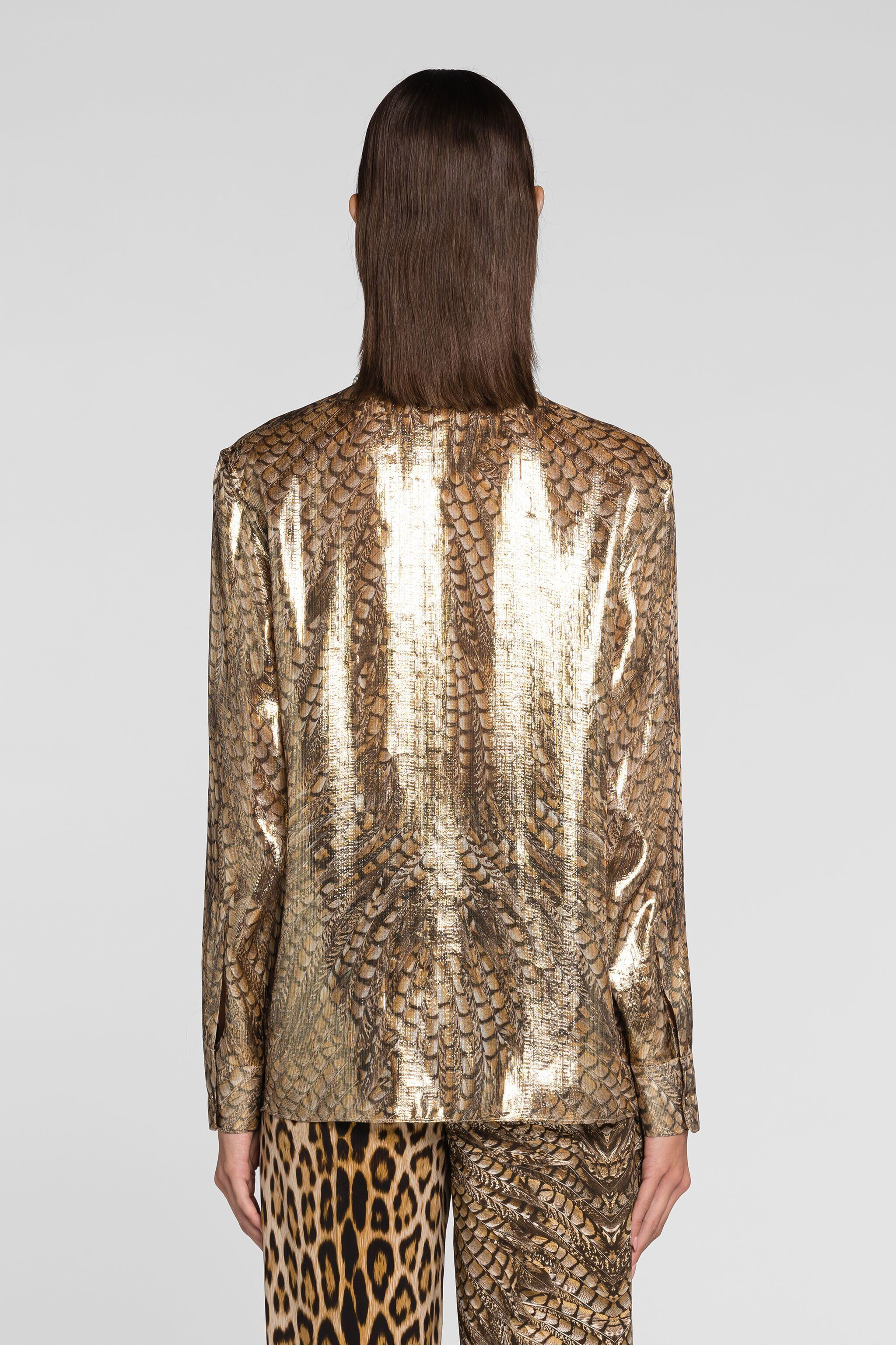 RC Hawk-print metallic shirt Light brown QKT704-XFF52