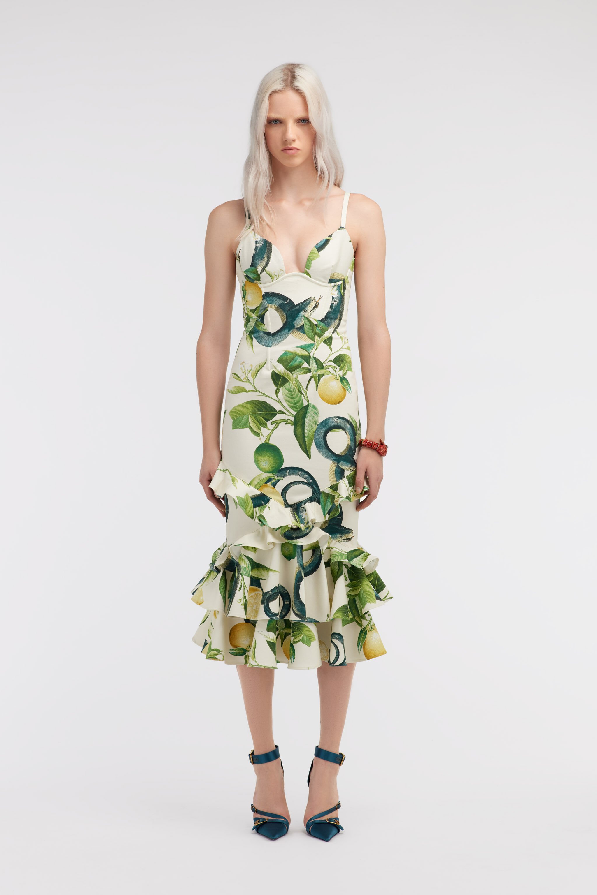 RC Lemon print midi dress Elfenbein SKT112-DAI89
