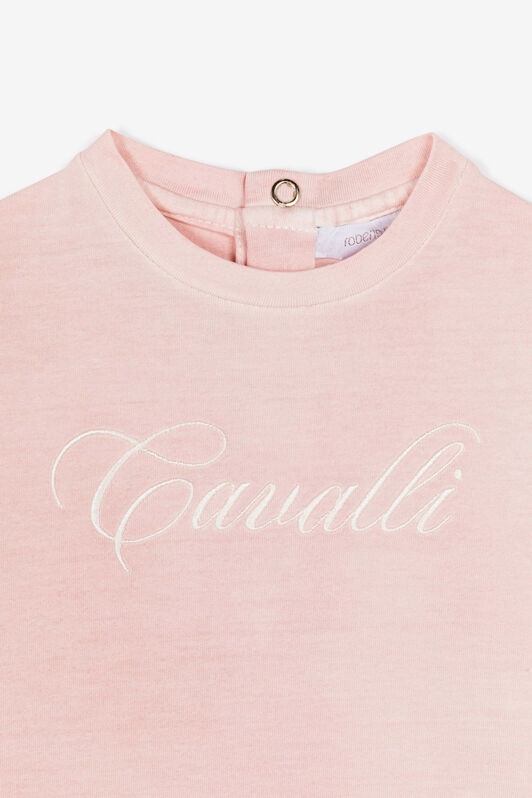 JU Camiseta con logo bordado Rosa OJT630-ISA2J