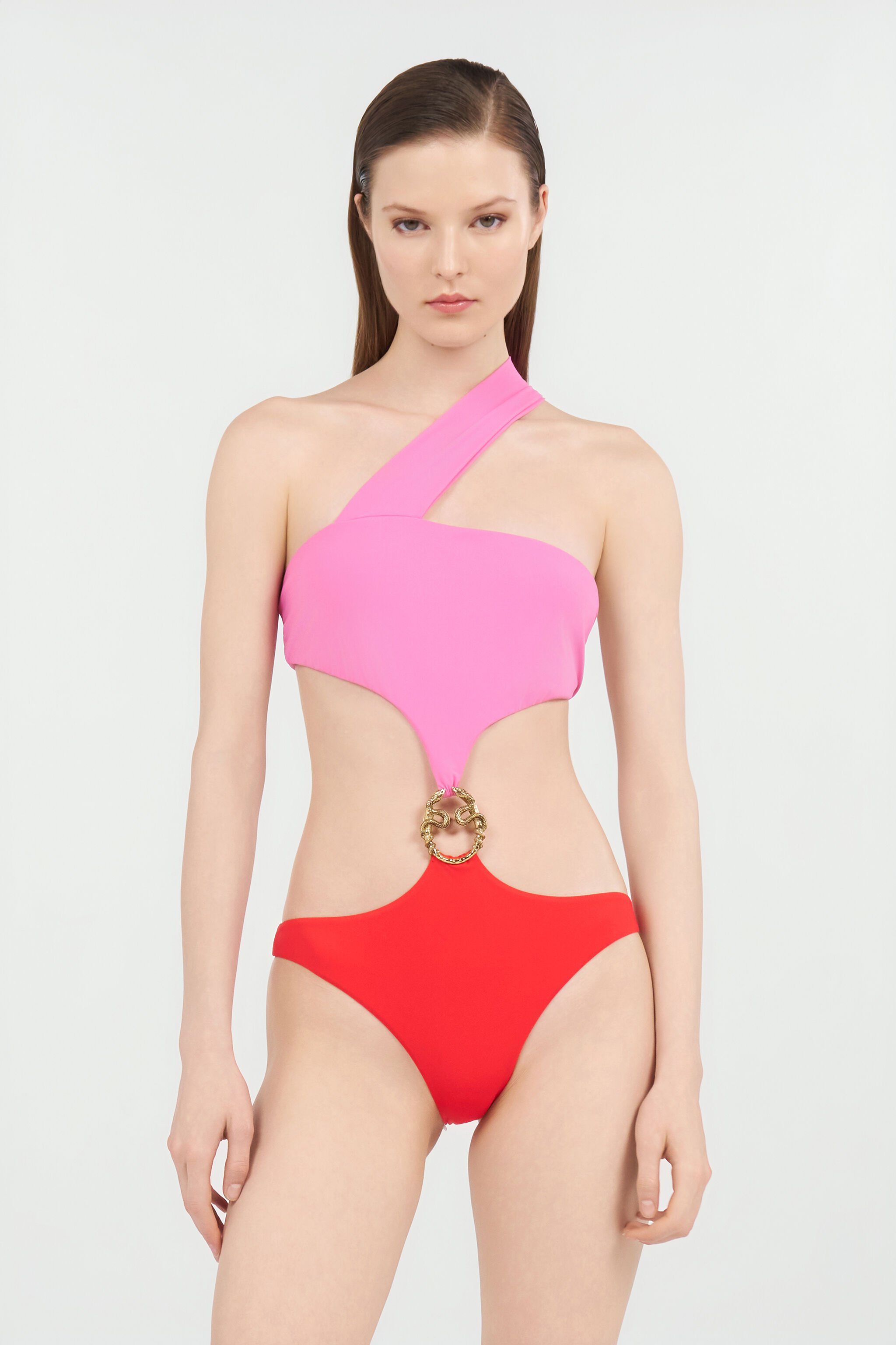 RC Asymmetrical One-Piece Swimsuit with Jewel Detail PINK/RED WQW004-LL030
