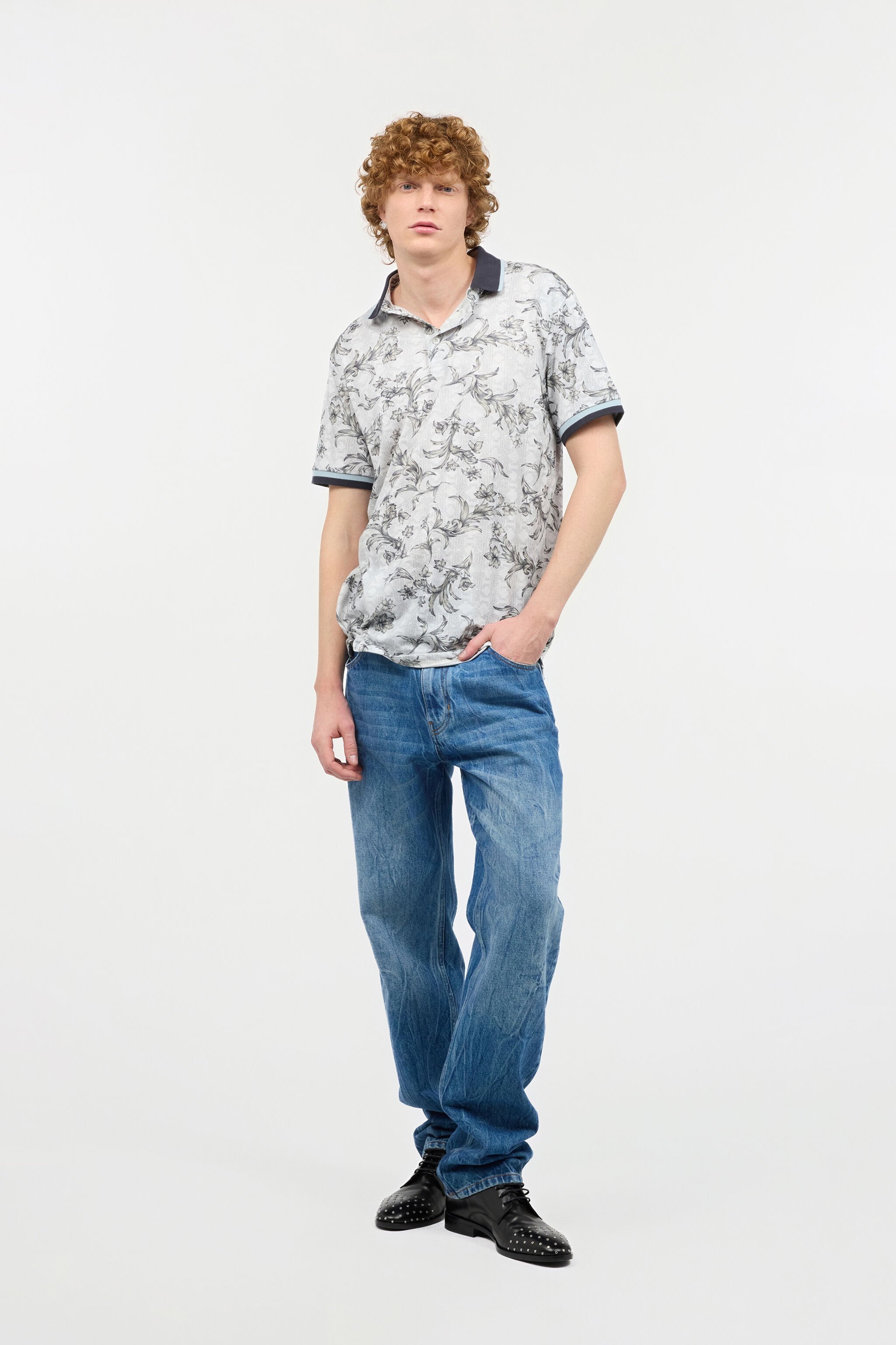 RC Polo Shirt With Floral Print WHITE OOT64A-XKO64