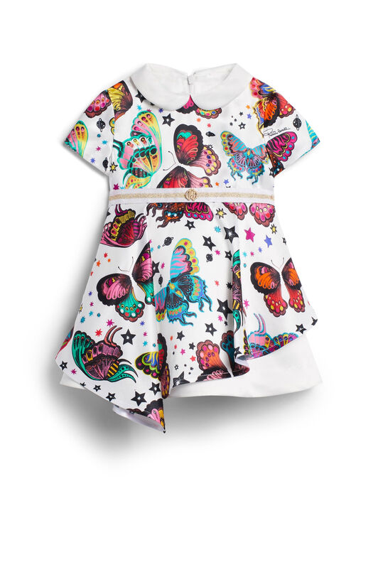 JU Satin-Kleid mit Space Butterfly Print MILKY/MULTICOLOR IJT160-XOQ86