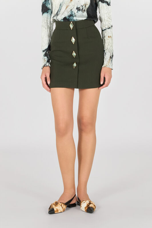 RC Mini skirt with jewel buttons Dark green TWT303-WP059