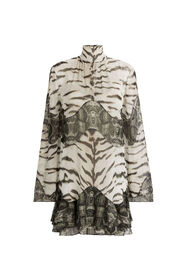 ${brand} Mixed-printsilk mini dress ${colorDescription} ${masterID}