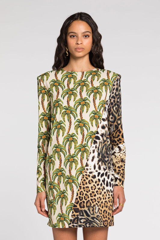 RC Filigranes Kleid mit Leoparden-Print RC Filigranes Kleid mit Leoparden-Print Hellgrün QWT133-JRG41