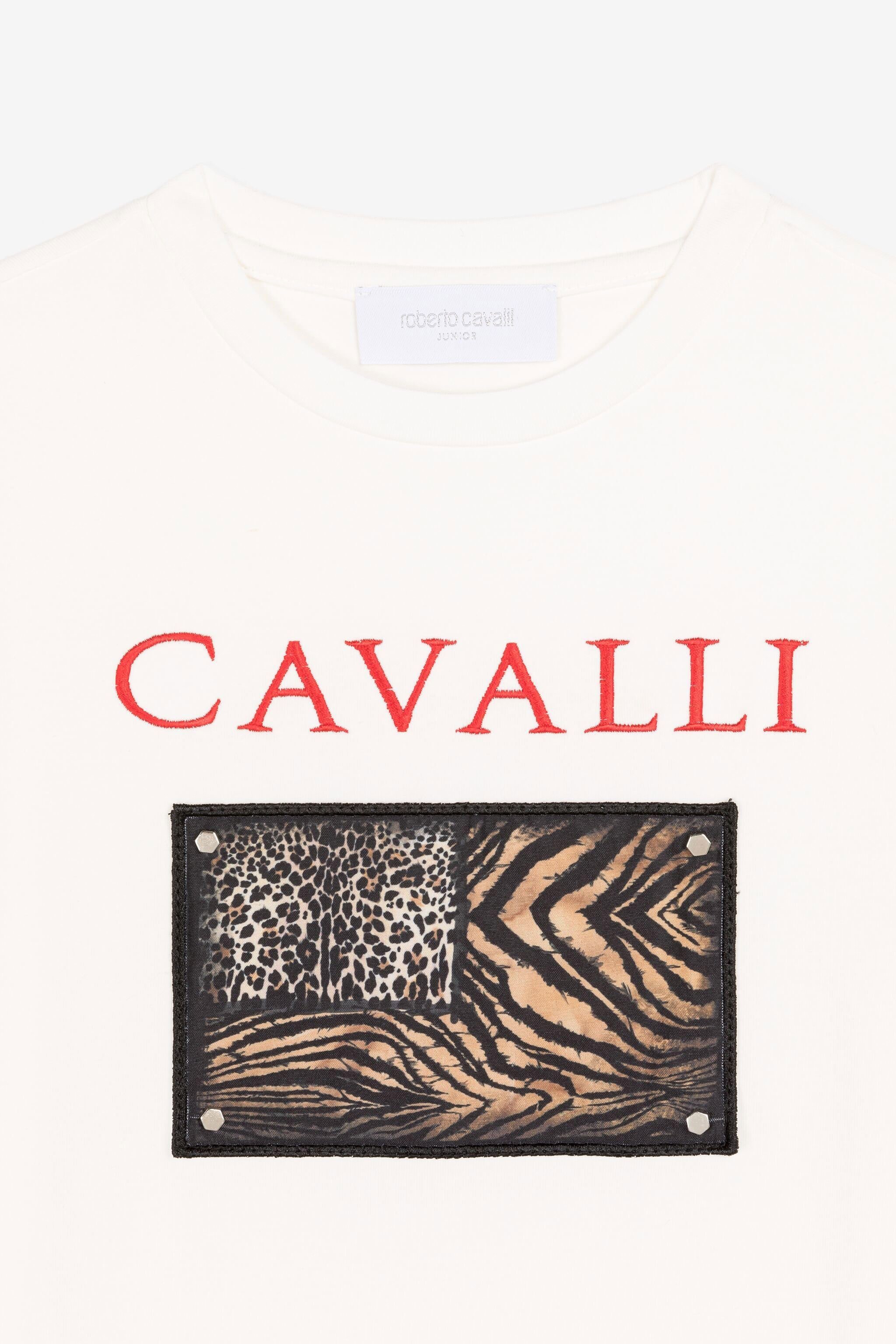 JU Animalier Patchwork-Print Appliqué T-Shirt BIANCO 110601 OJT655-ISA2J