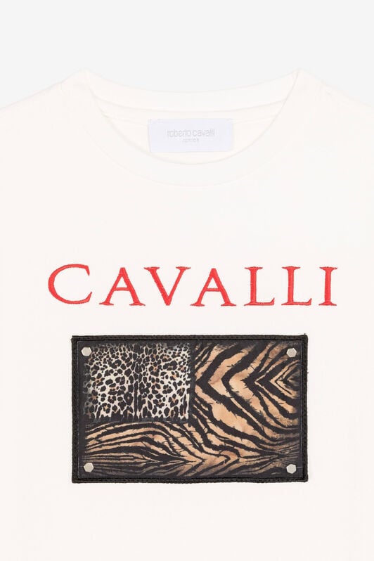 JU Animalier Patchwork-Print Appliqué T-Shirt JU Animalier Patchwork-Print Appliqué T-Shirt BIANCO 110601 OJT655-ISA2J