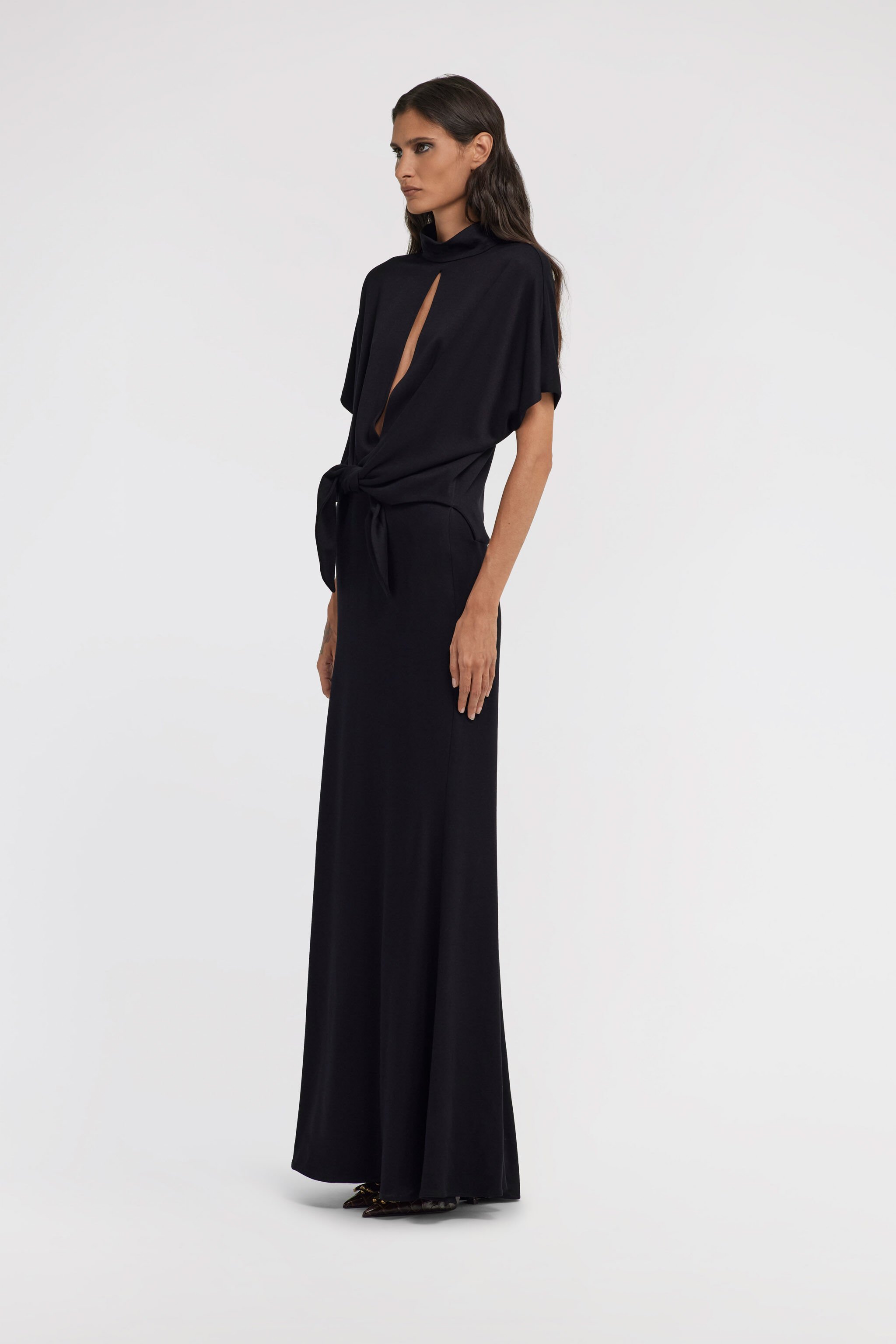 RC Long dress with knot Negro TWT117-JE040