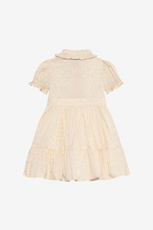 JU Ivory Dress with Jaguar Skin Print and Ruffles AVORY VJT110-7MO52