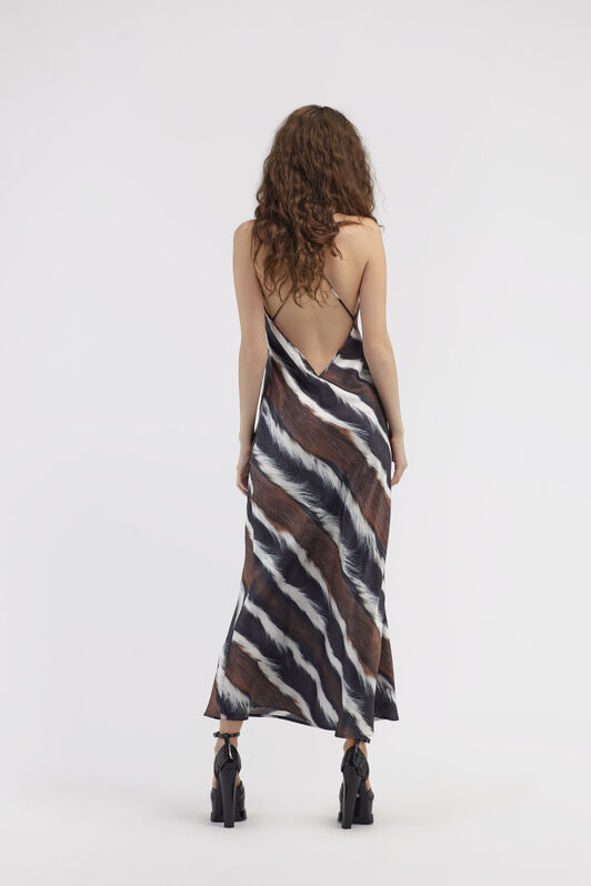RC Striped Slip Dress Dunkelbraun/Weiß RKT127-4QH05