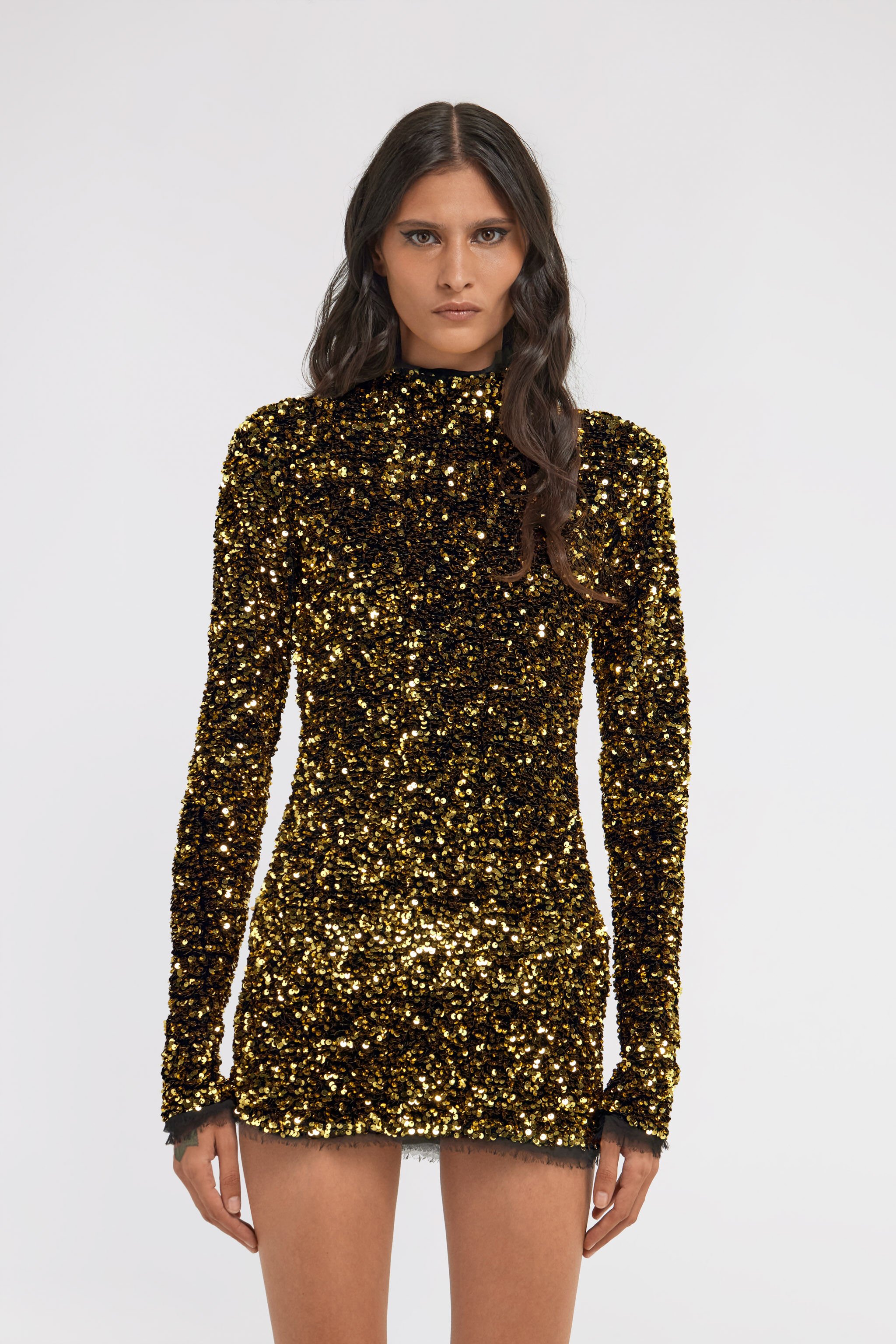 RC Gold Sequin Mini Dress Gold TKR119-TR005