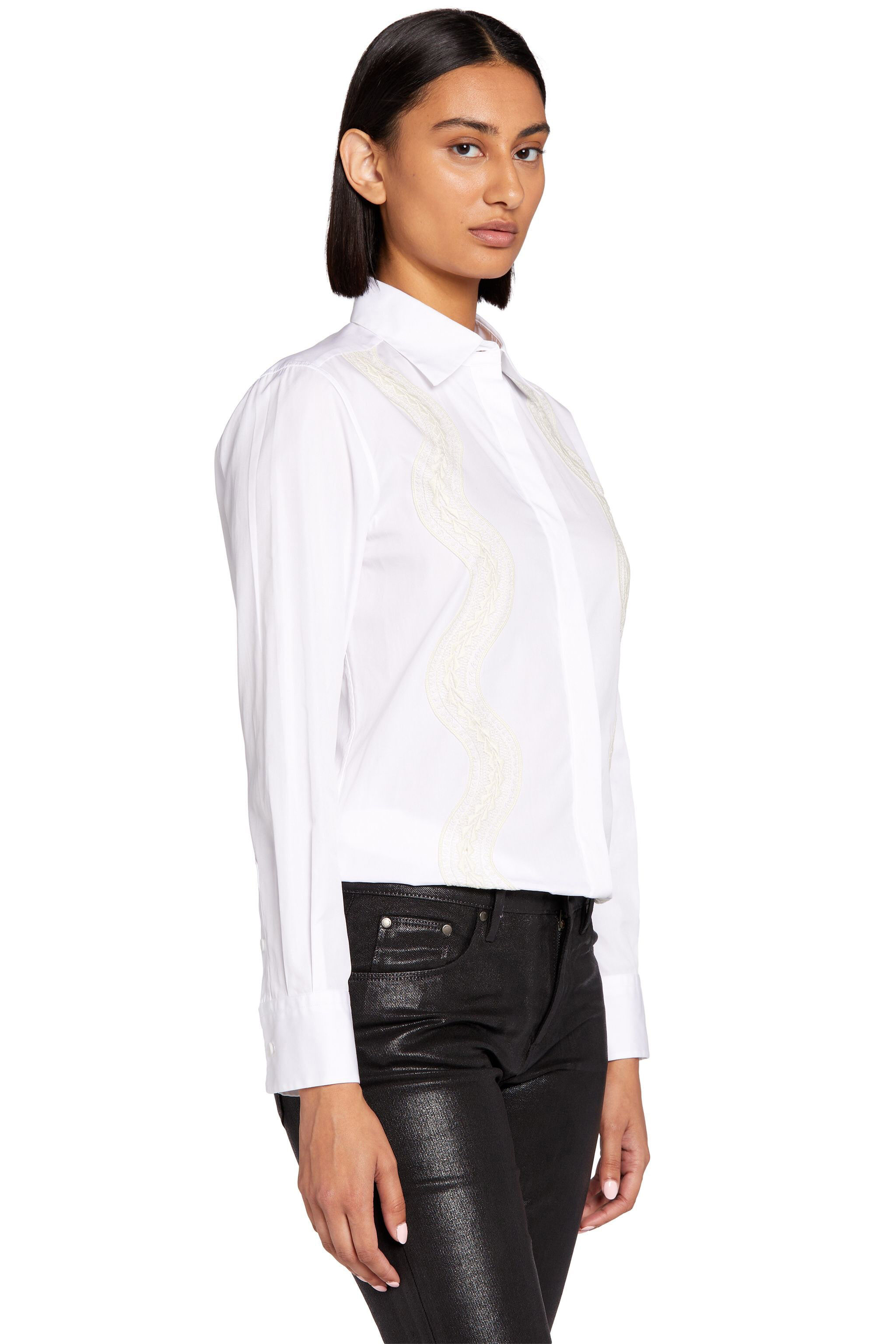 RC Crochet Lace-Trim Shirt OPTICAL WHITE JQT709-CH054