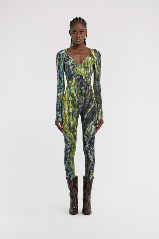 RC Marble Print Jumpsuit Vert foncé TWT134-LNN20