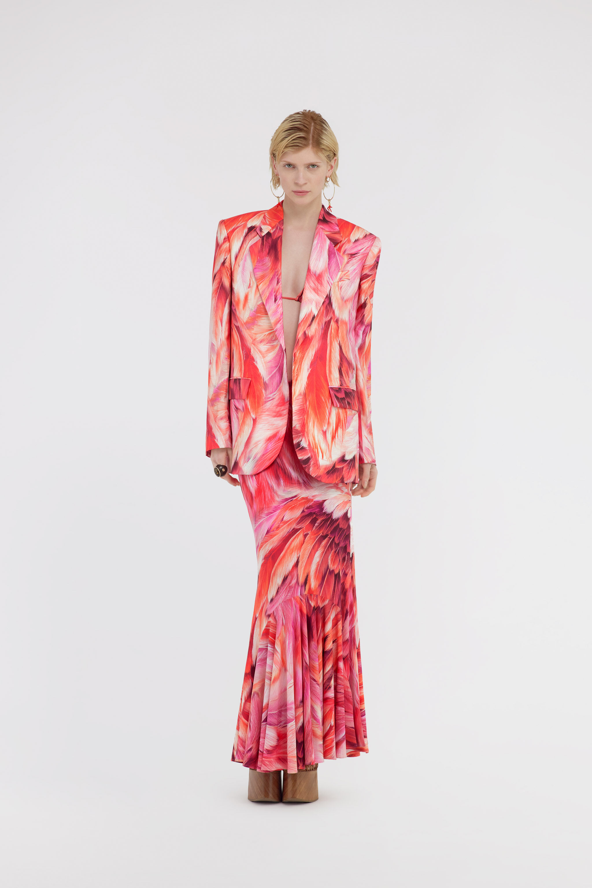 RC Plumage print blazer Fuchsia SWT402-4QL71