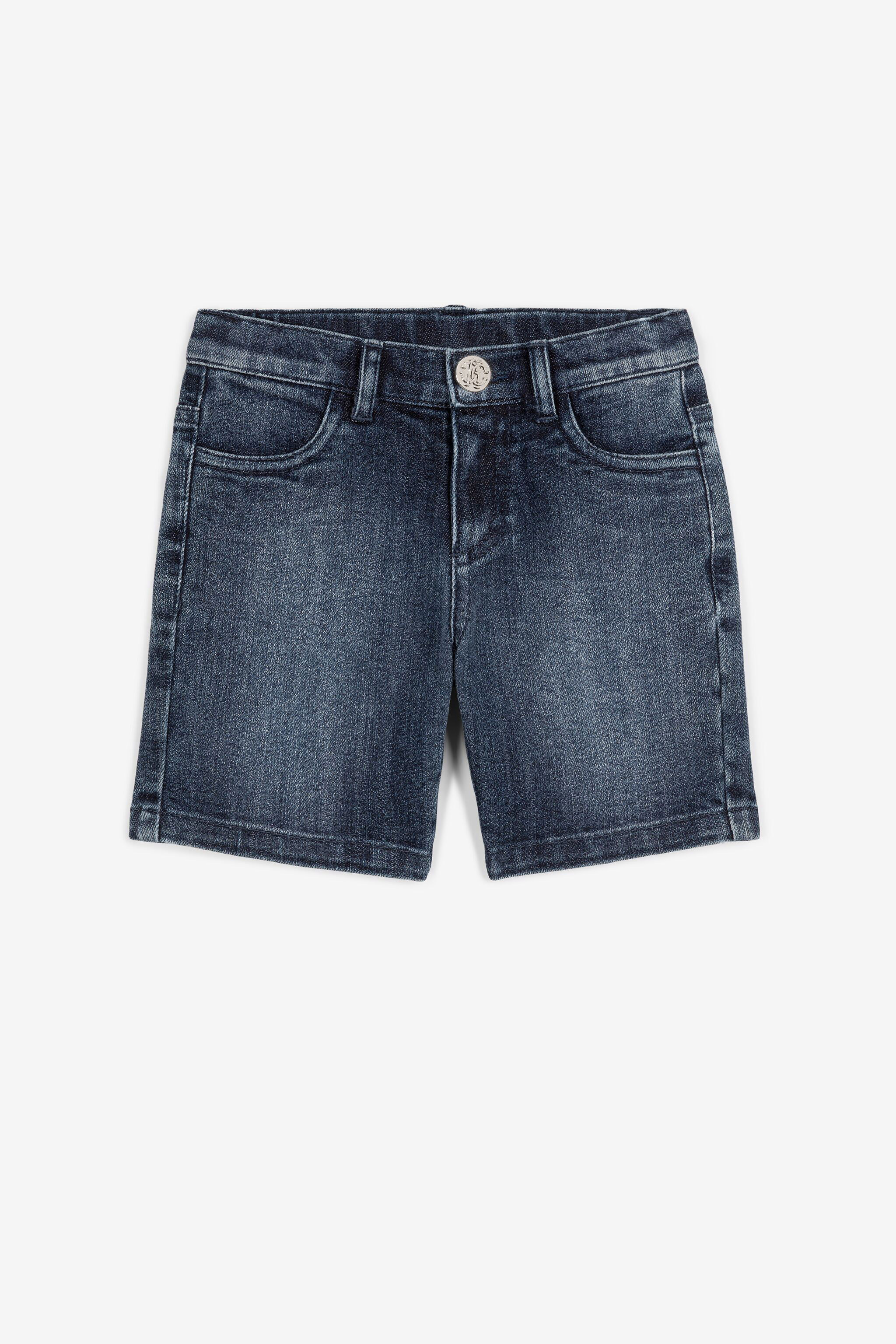 JU Monogram-embroidered denim shorts Dark blue QJJ207-DS015