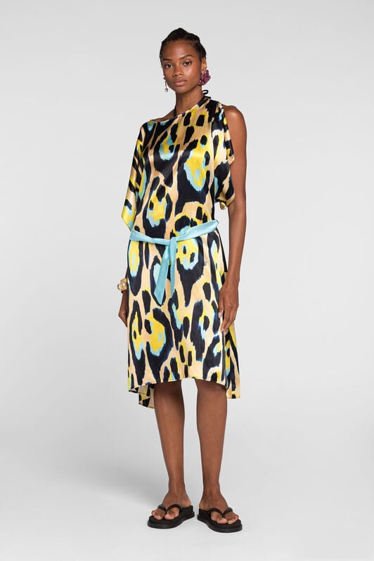 RC Leopard print beach dress Yellow QKW00P-2NF54