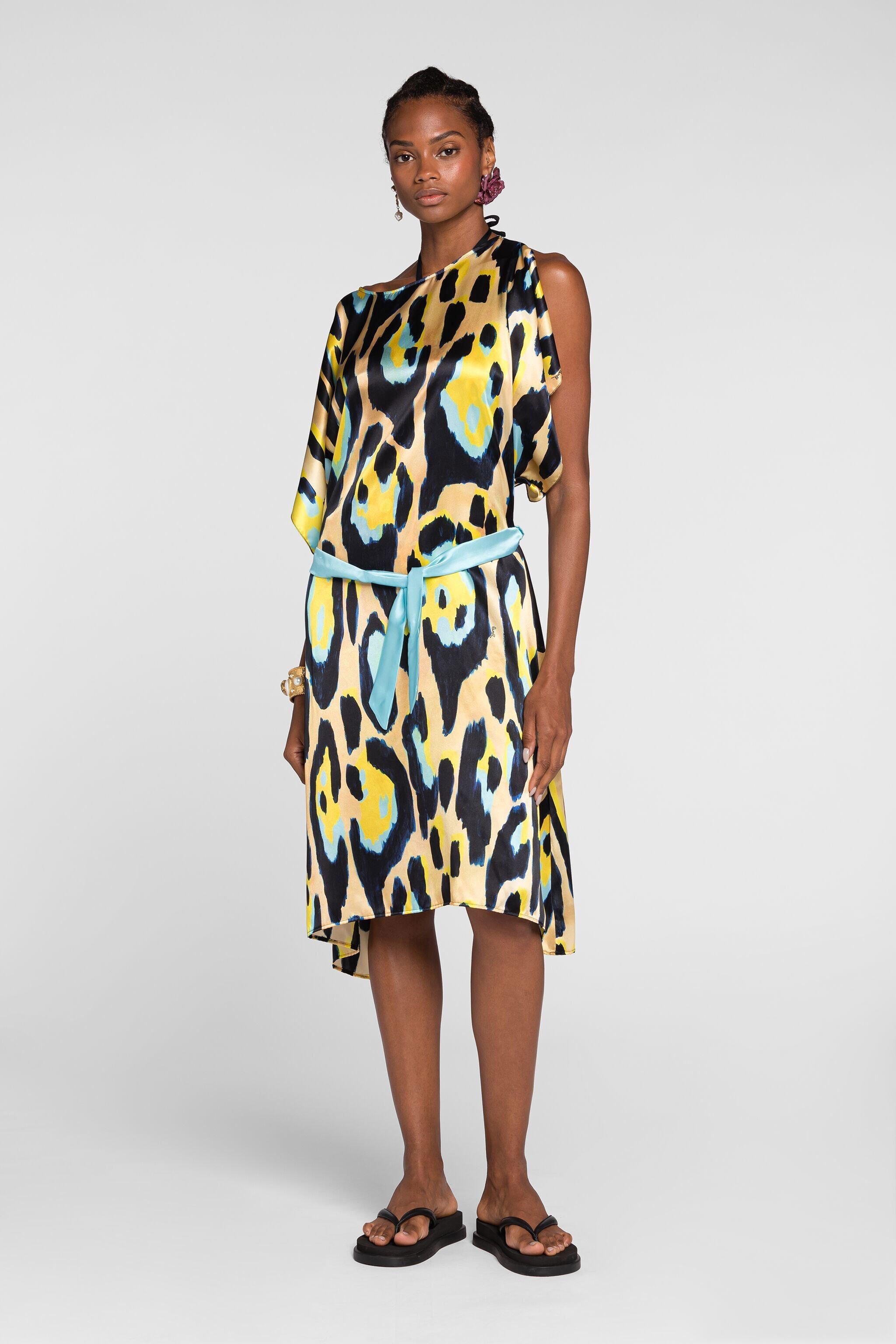 RC Leopard print beach dress Yellow QKW00P-2NF54