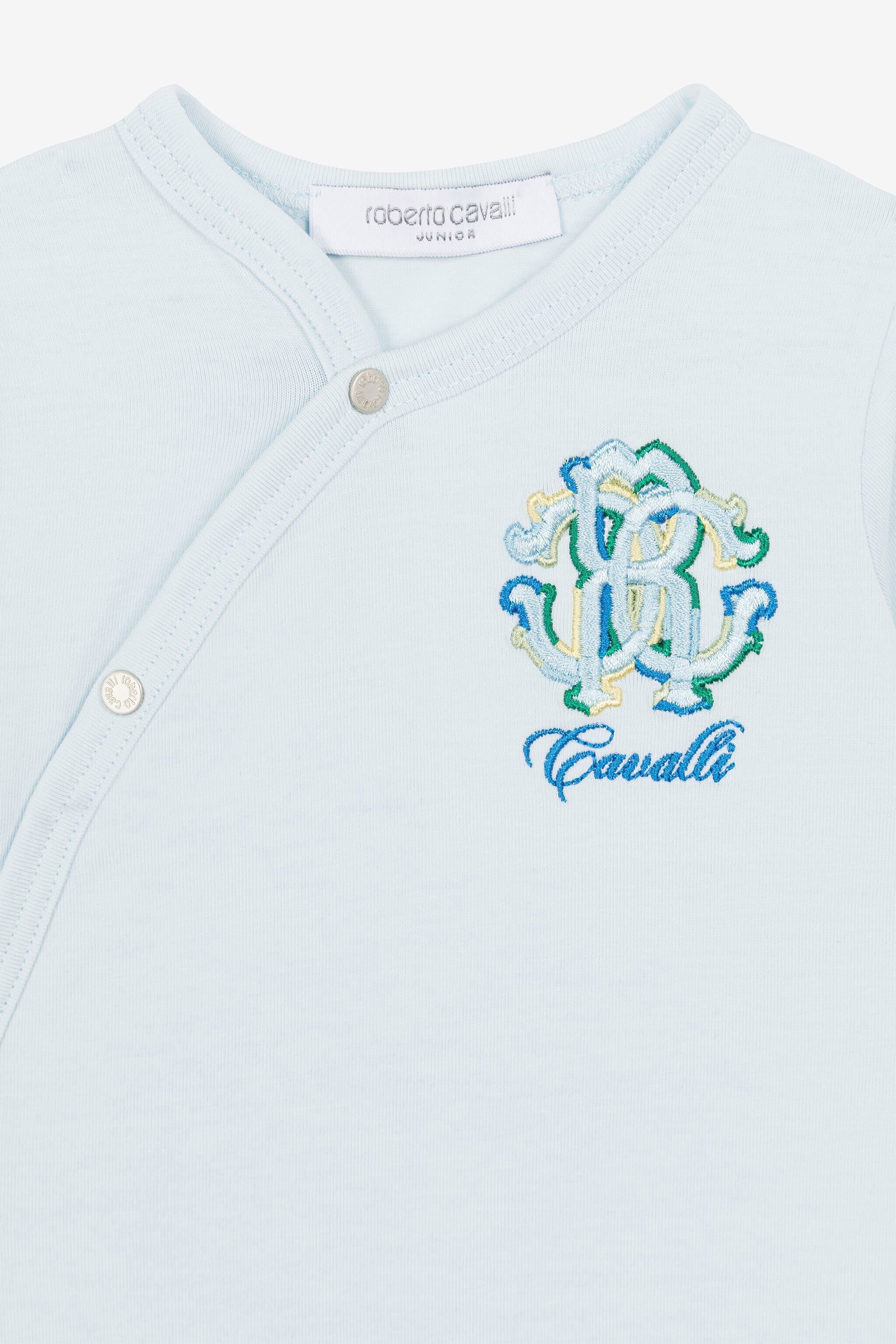 JU RC Monogram and Logo-Embroidered Babygrow Set Light blue QJT817-JV025