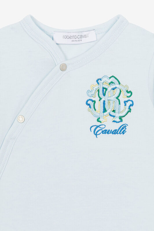 JU RC Monogram and Logo-Embroidered Babygrow Set JU RC Monogram and Logo-Embroidered Babygrow Set Light blue QJT817-JV025