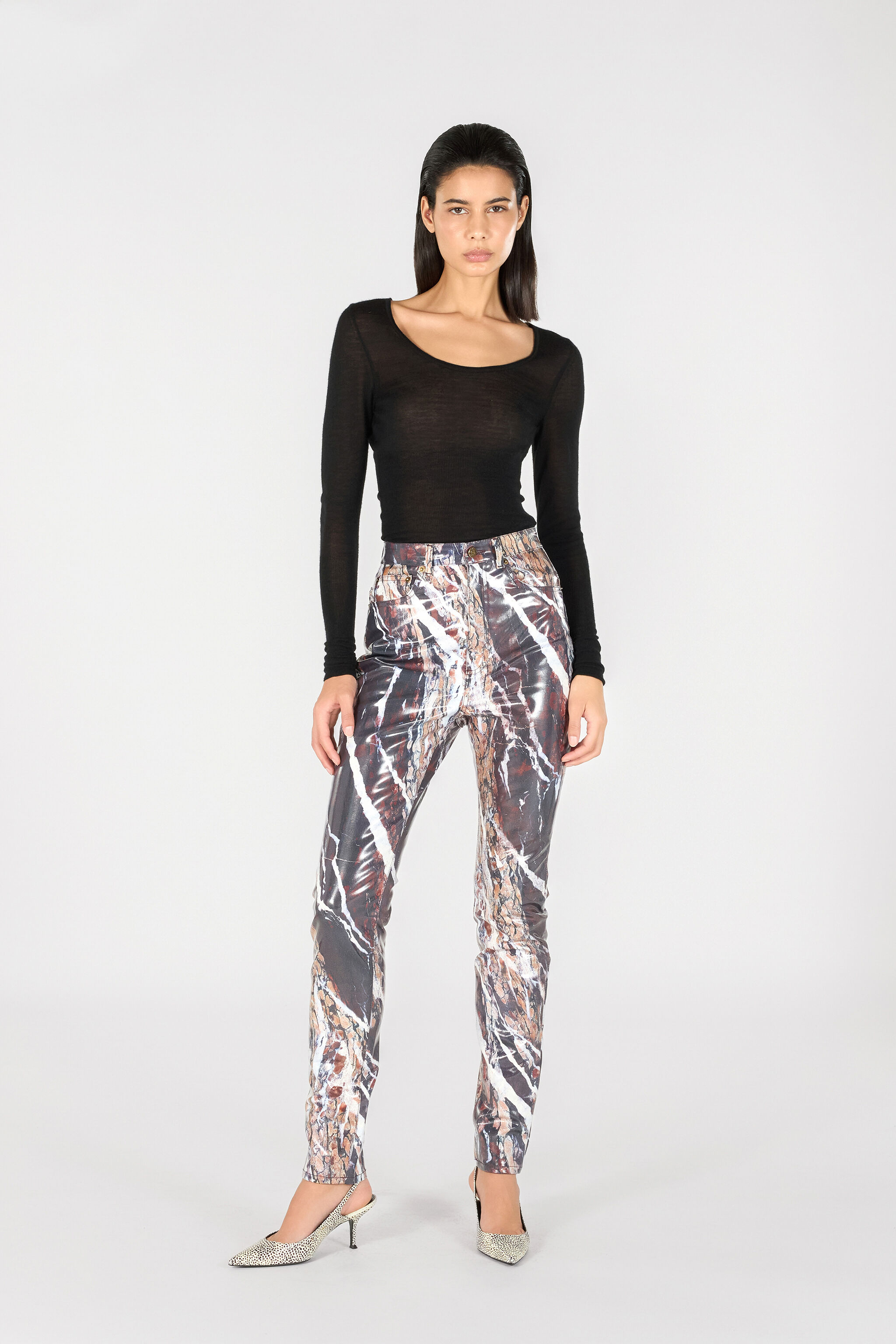 RC Skinny trousers with Marble print Purple TWJ233-KGN22
