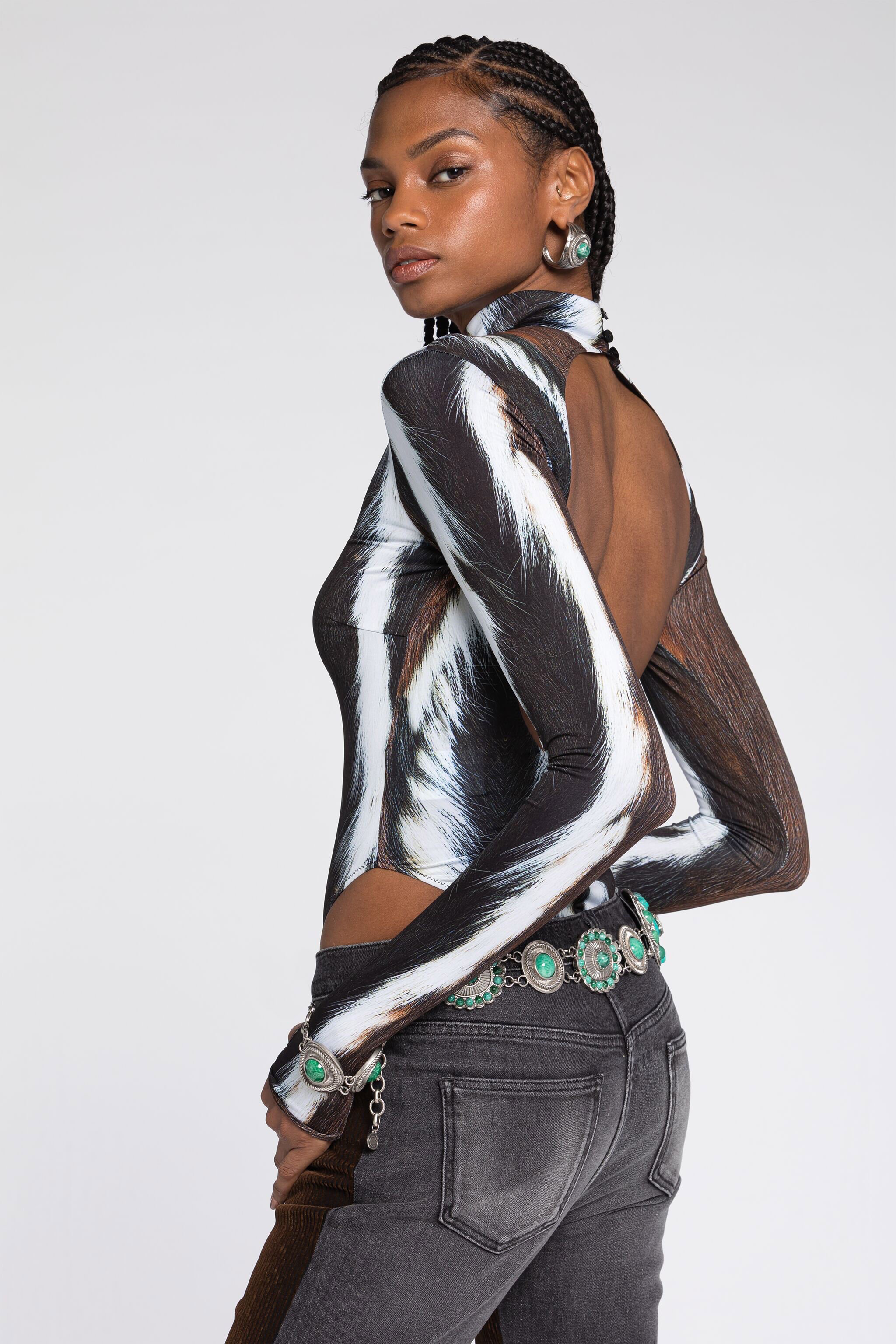 RC Animal-Print Bodysuit MULTICOLOR RKT66A-LNH05