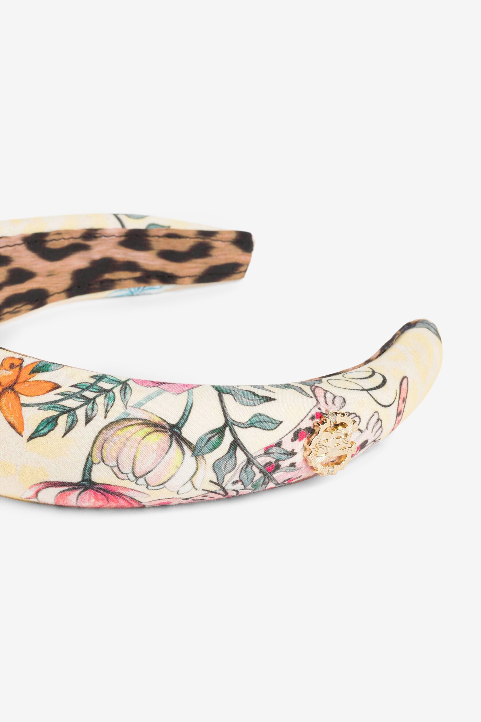 JU Jaguar And Flower-Print Headband Pink QJI004-HBF61