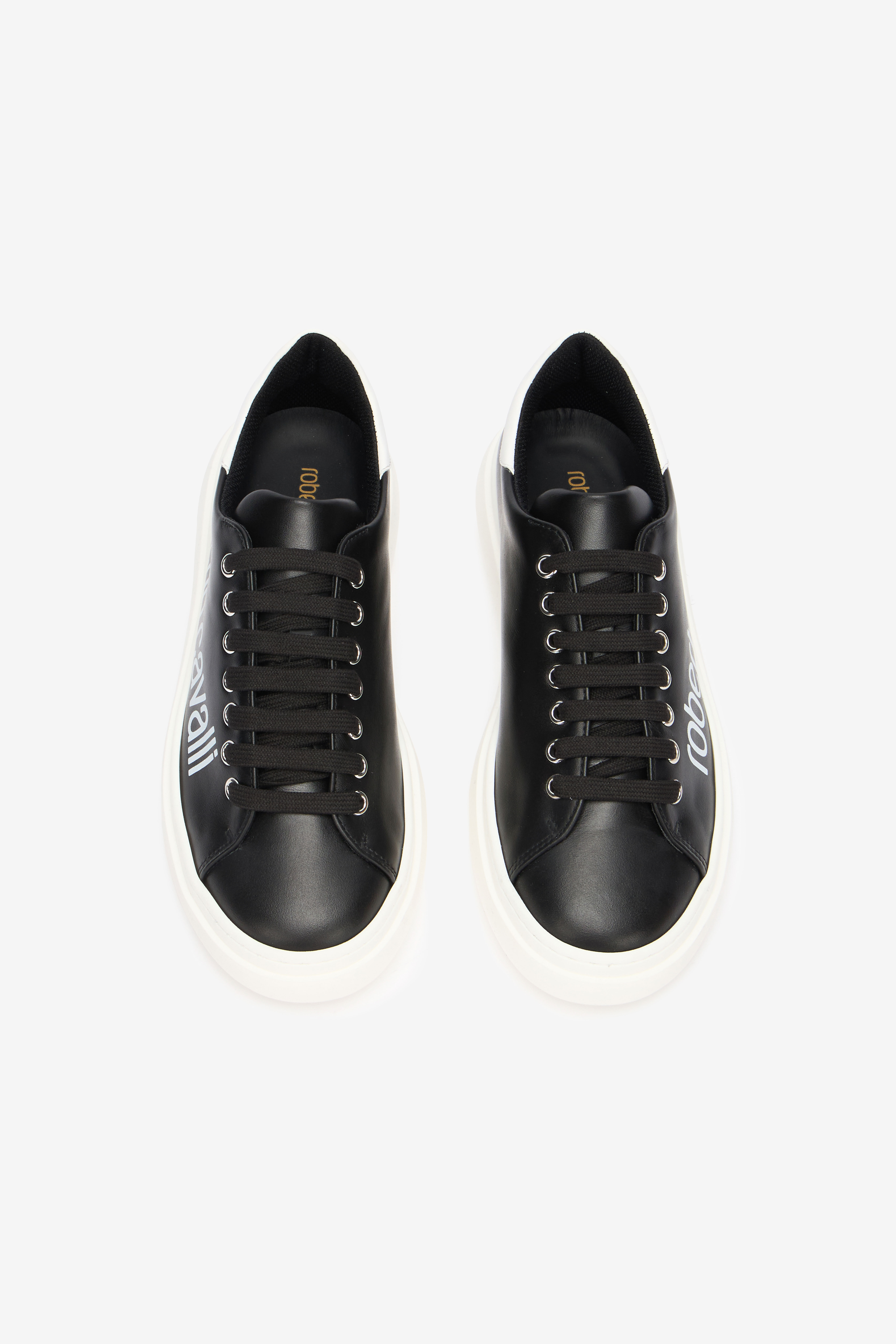 RC Black Leather Sneaker With Logo BLACK/WHITE QOS01I-PZO16
