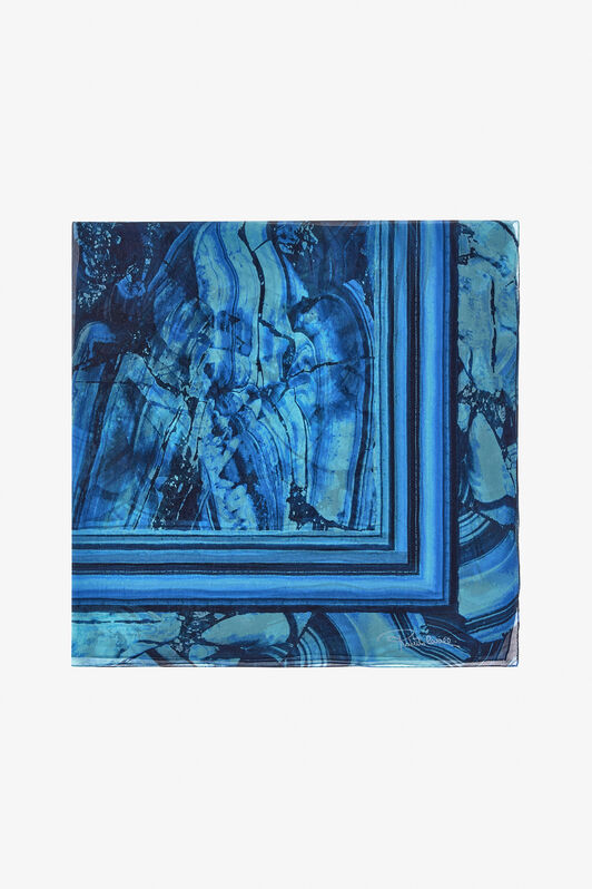 RC Châle En Soie À Imprimé Malachite Bleu TALR32-IR049
