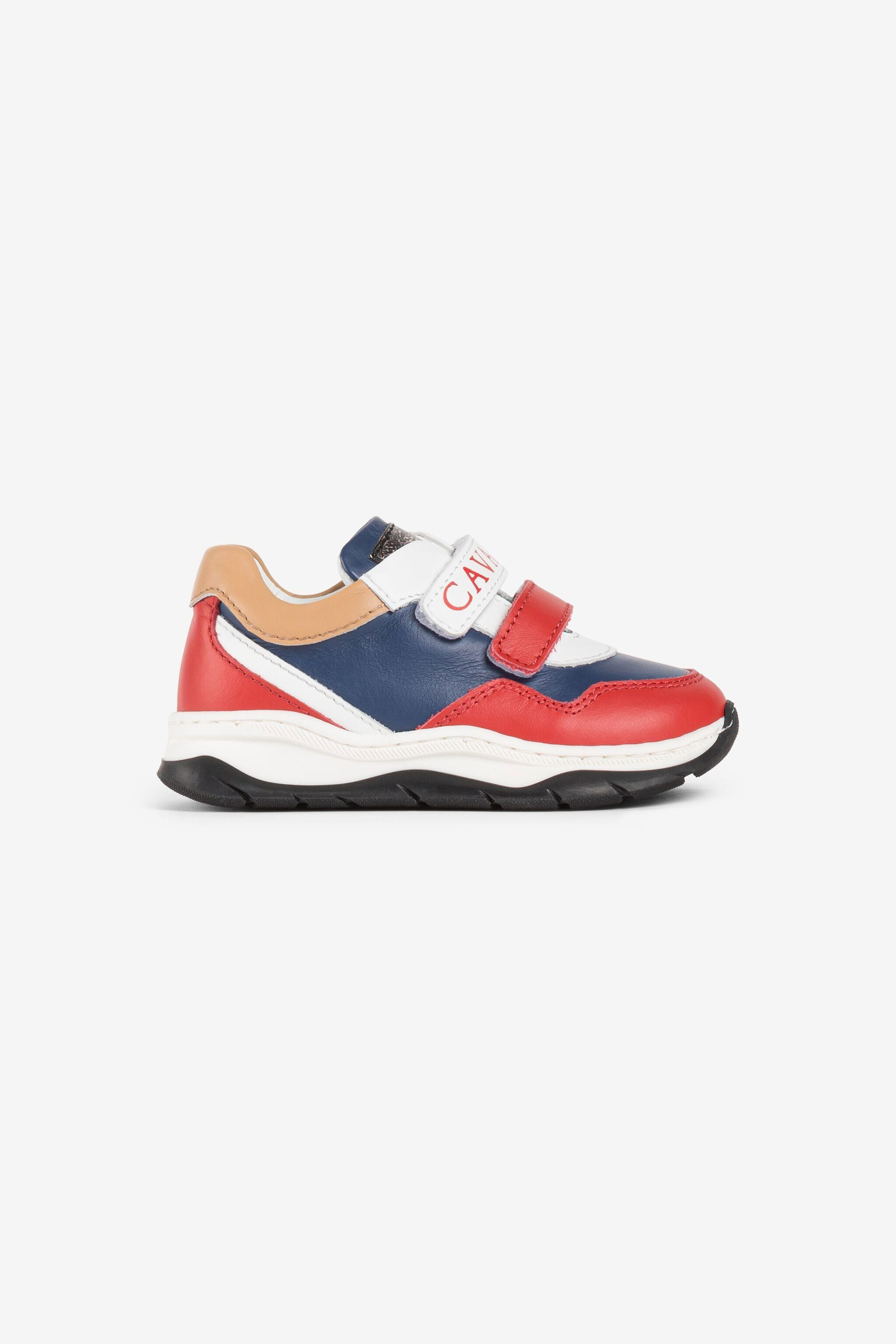 JU Logo-Print Sneakers Red/Blue PJS014-PN003
