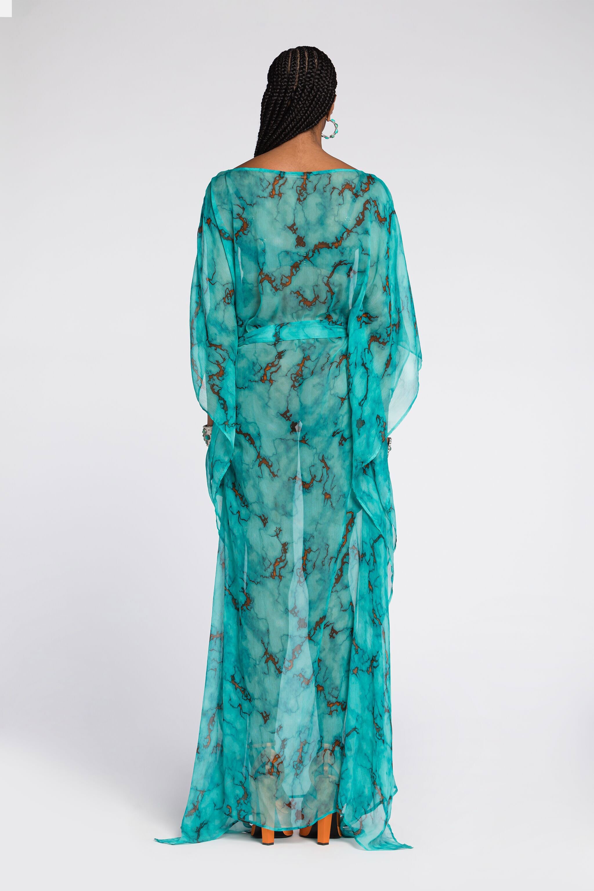 RC Kaftan-Kleid mit Marmor-Print Hellblau RKT180-CZH62