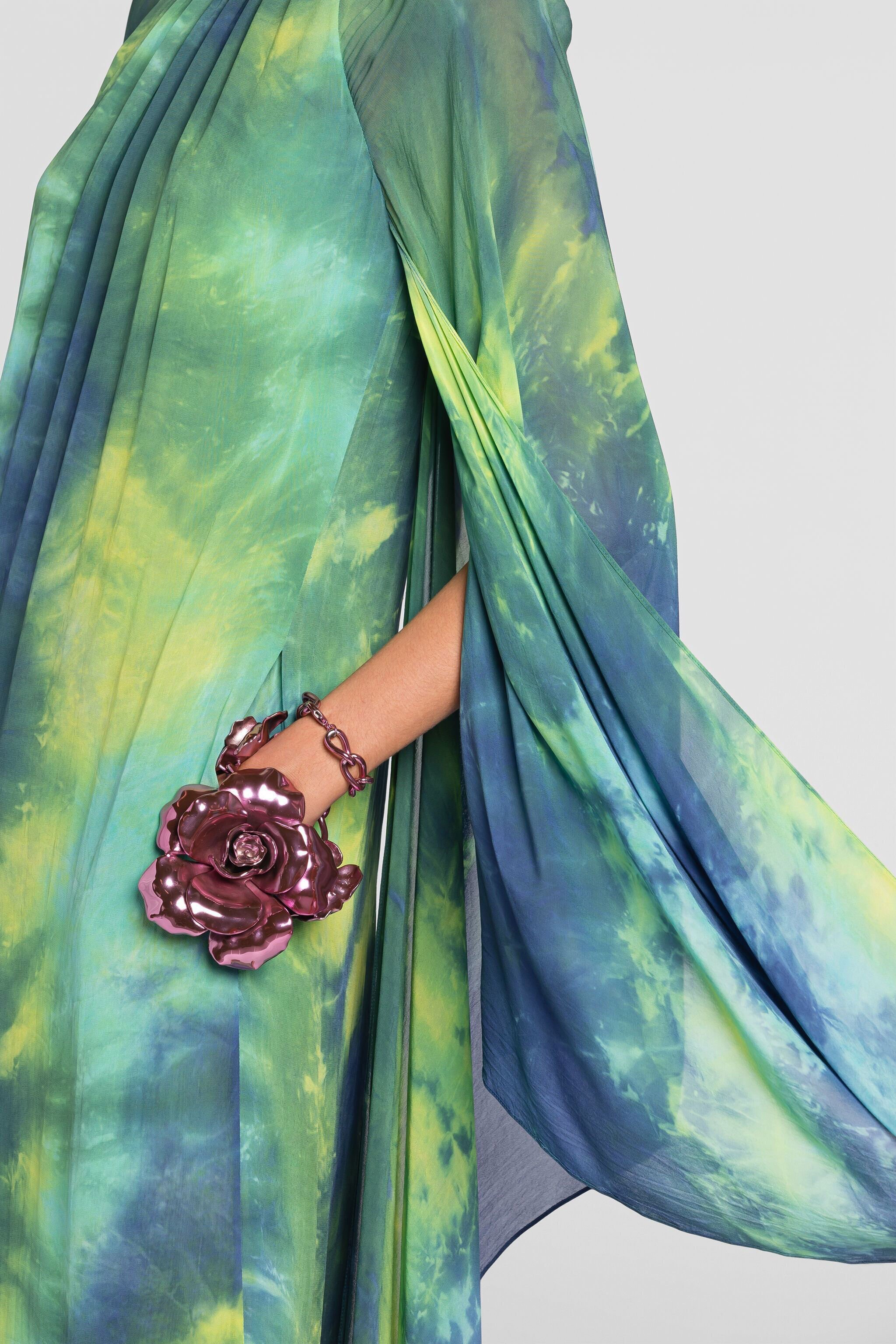 RC Tie-dye floor-length dress Light green/Light blue QKT108-GG039