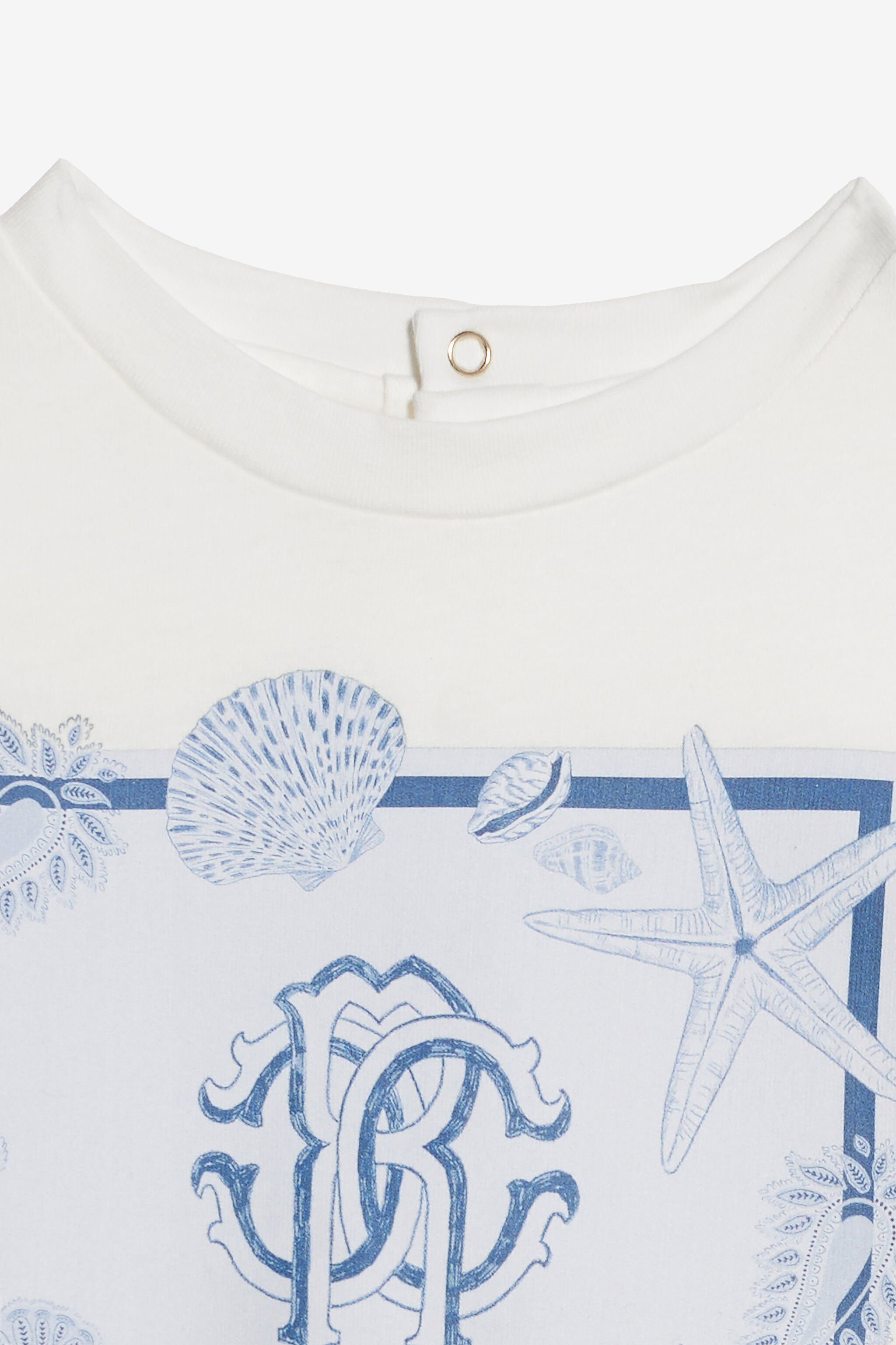 JU T-Shirt Con Stampa Marina E Monogram RC Bianco UJT603-JD001