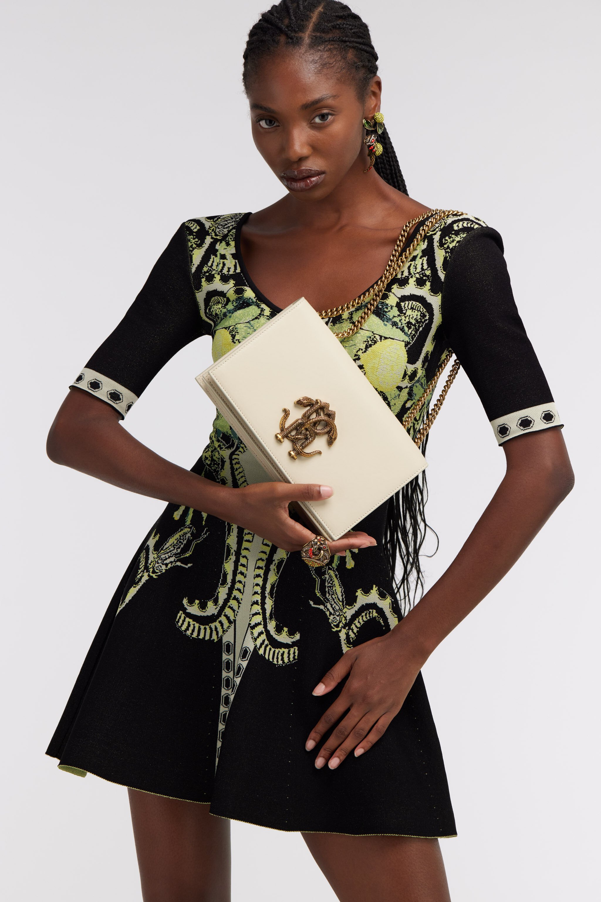 RC Shoulder bag with Monogram Mirror Snake Ivory SKB120-PZ172