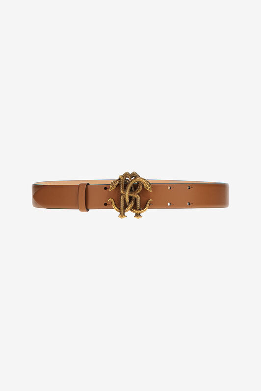 RC Leather belt with Monogram Mirror Snake Braun SKC008-PZC18