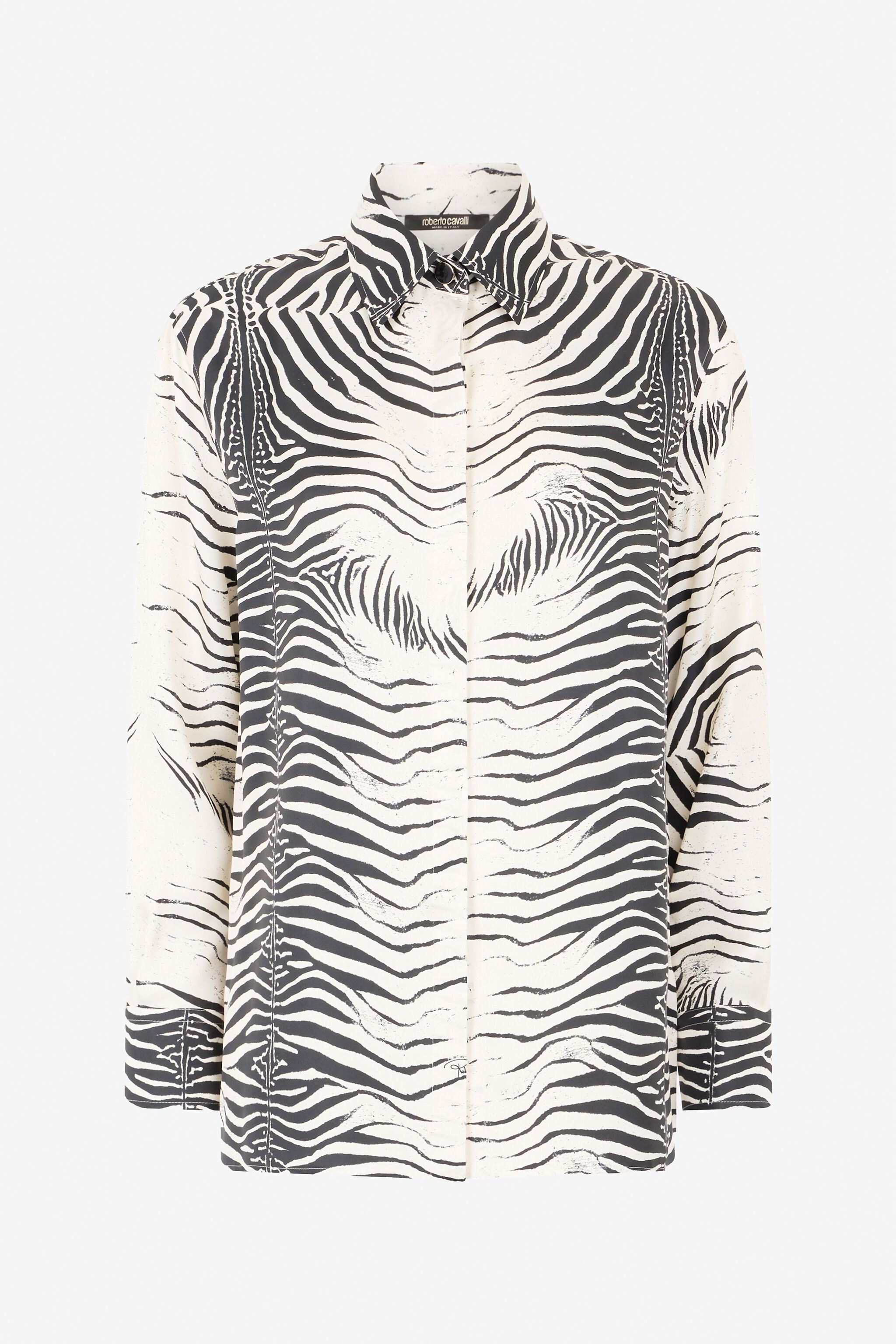 RC Zebra-Print Silk Shirt Black/White UKT704-4QN49