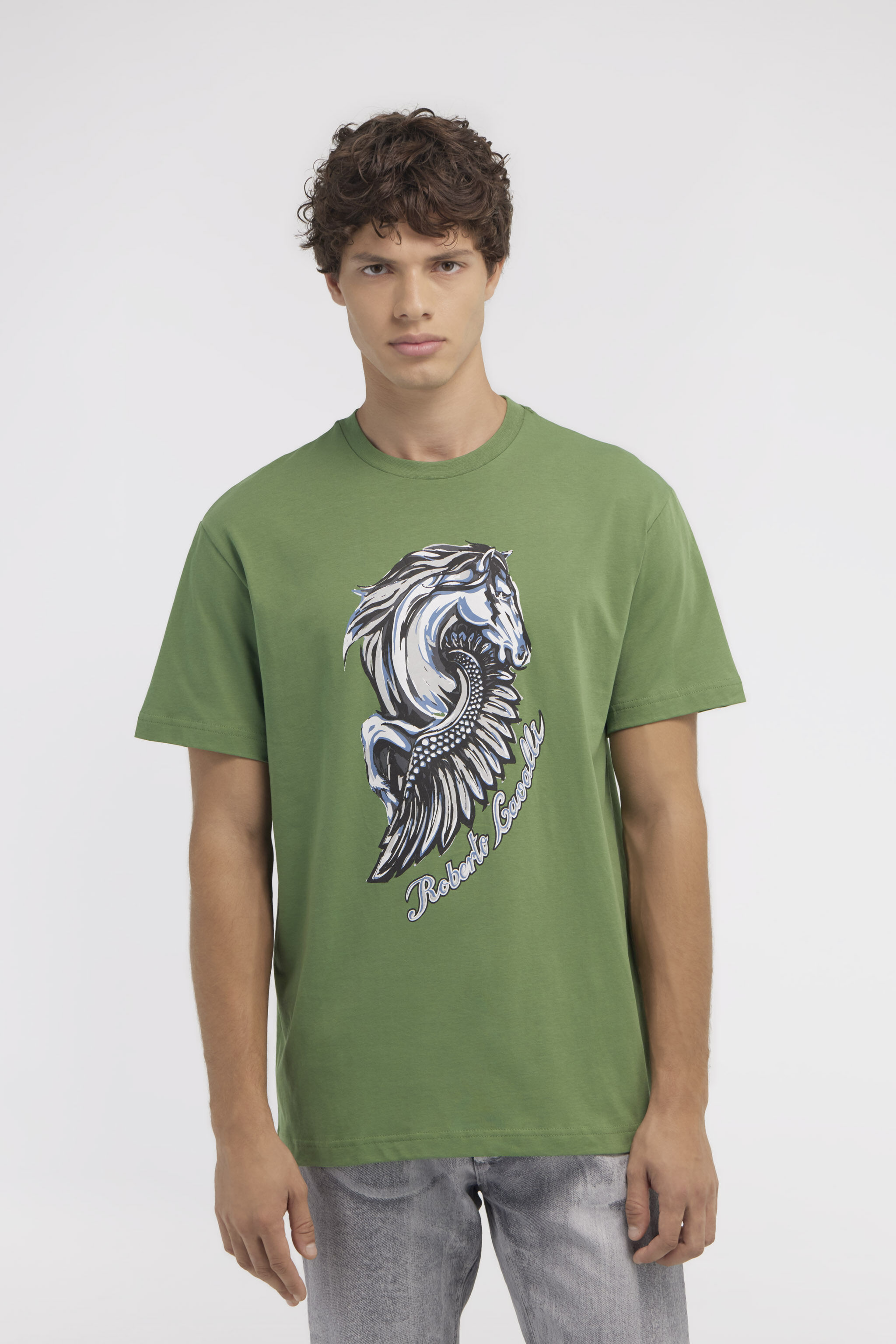 RC T-shirt con logo e stampa Cavallo Verde NOT60P-JD060