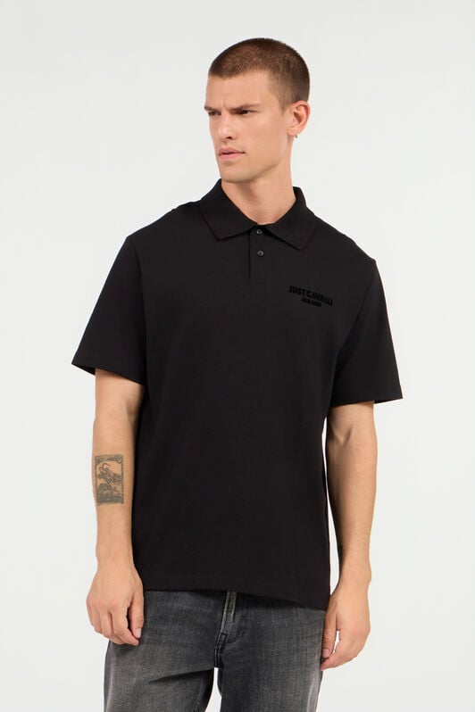 JC Polo Shirt With Top-Stitched JC Monogram BLACK UFT015-UF035
