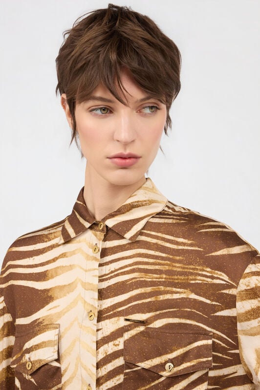 JC Natural Barb Print Shirt SABBIA WFT251-WF649