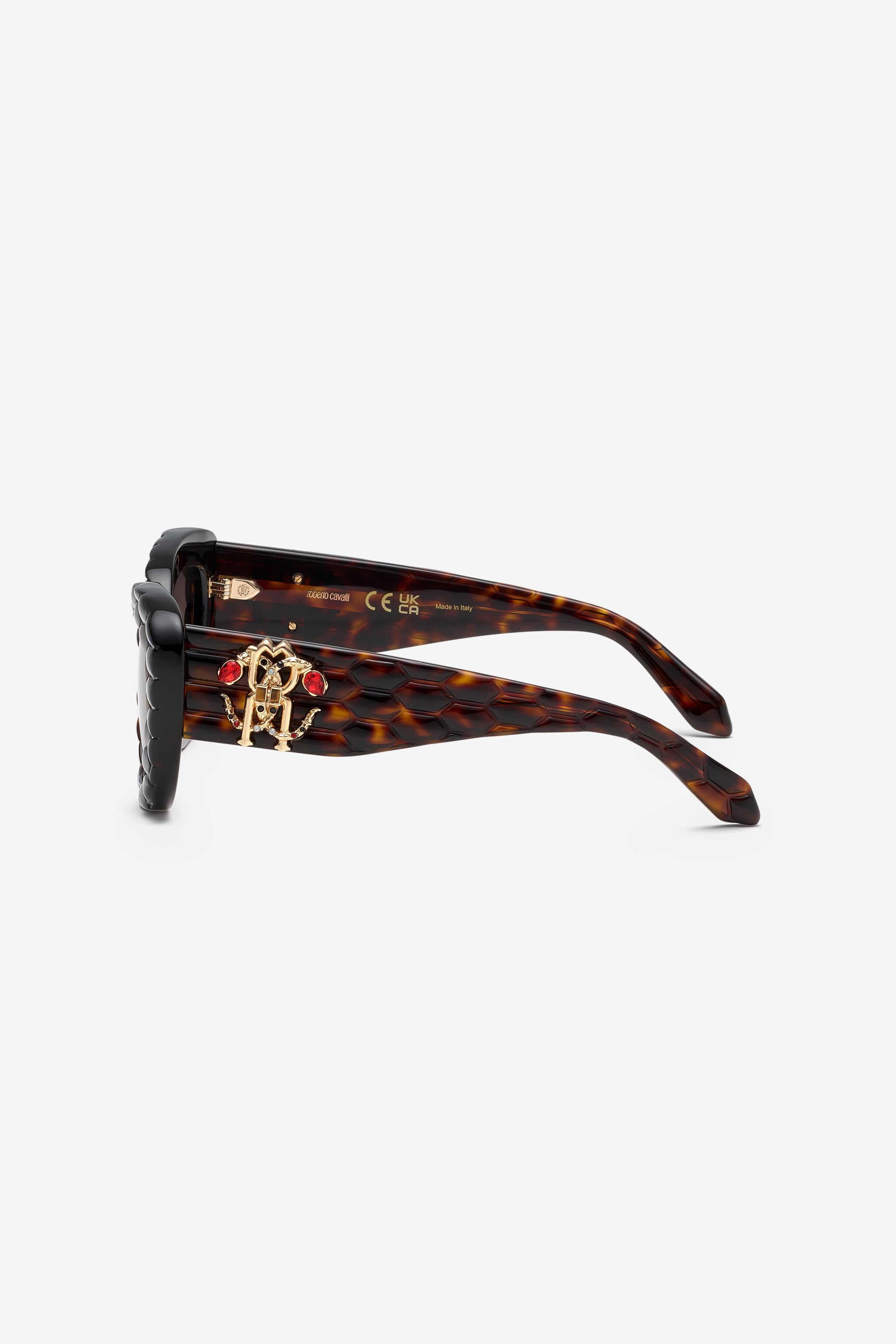 RC Sunglasses with wide bold cat-eye front SHINY BROWN/YELLOW H UALD02-ID197