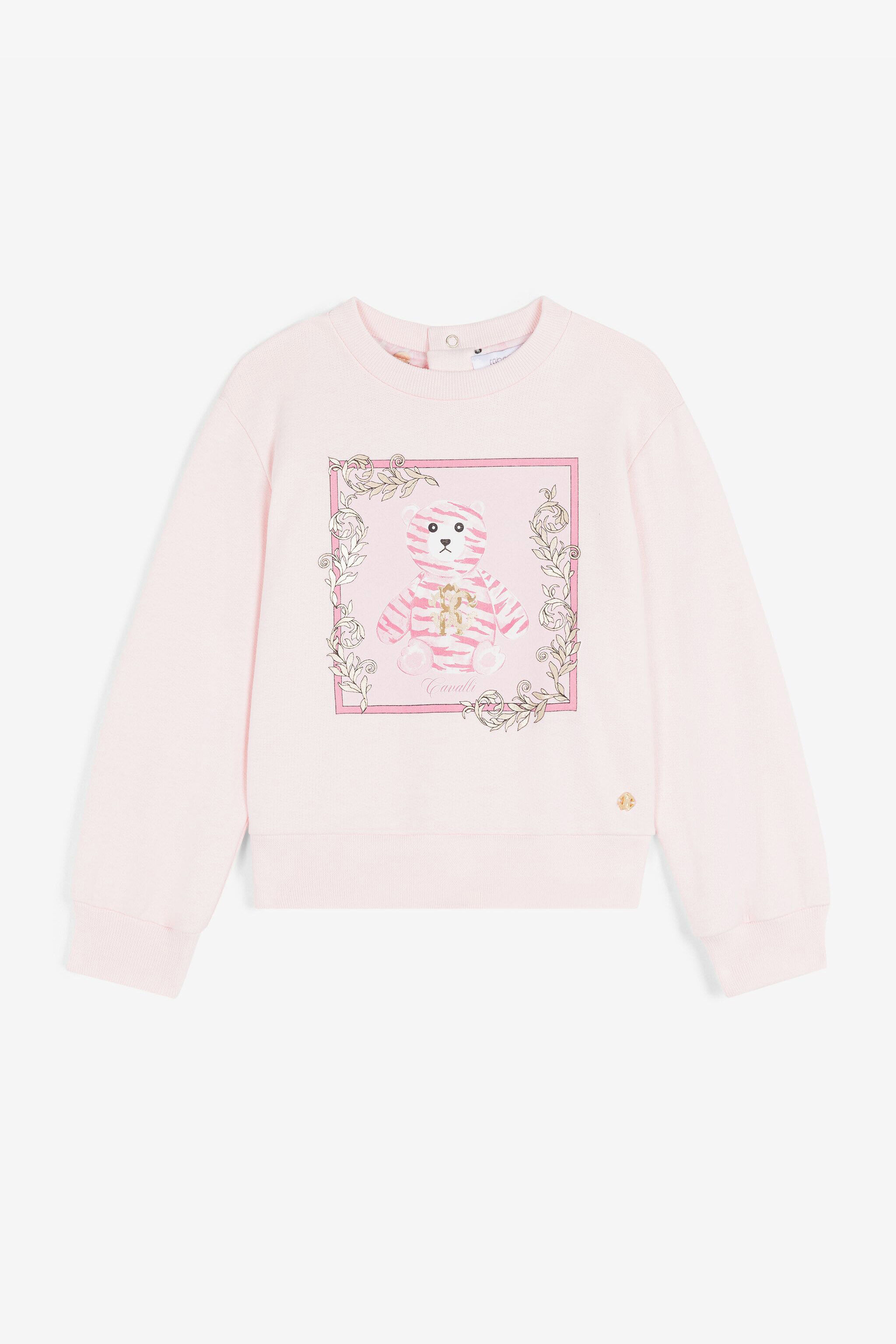 JU Teddy Bear-Print Cotton Sweatshirt Pink RJT902-CF050