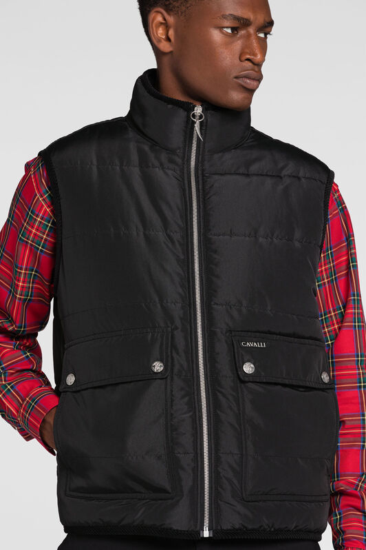 RC Slogan-Print Padded Gilet RC Slogan-Print Padded Gilet Black PRT836-SB095