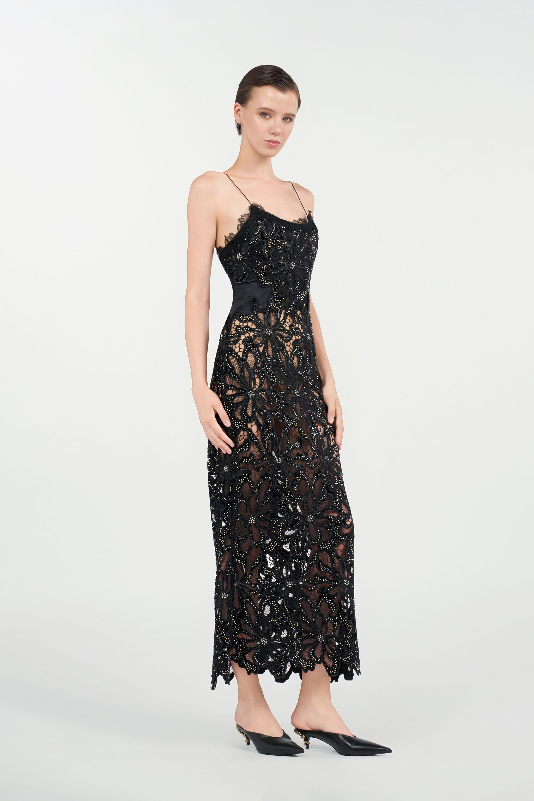 Floral Lace Dress in BLACK for Women | Roberto Cavalli®