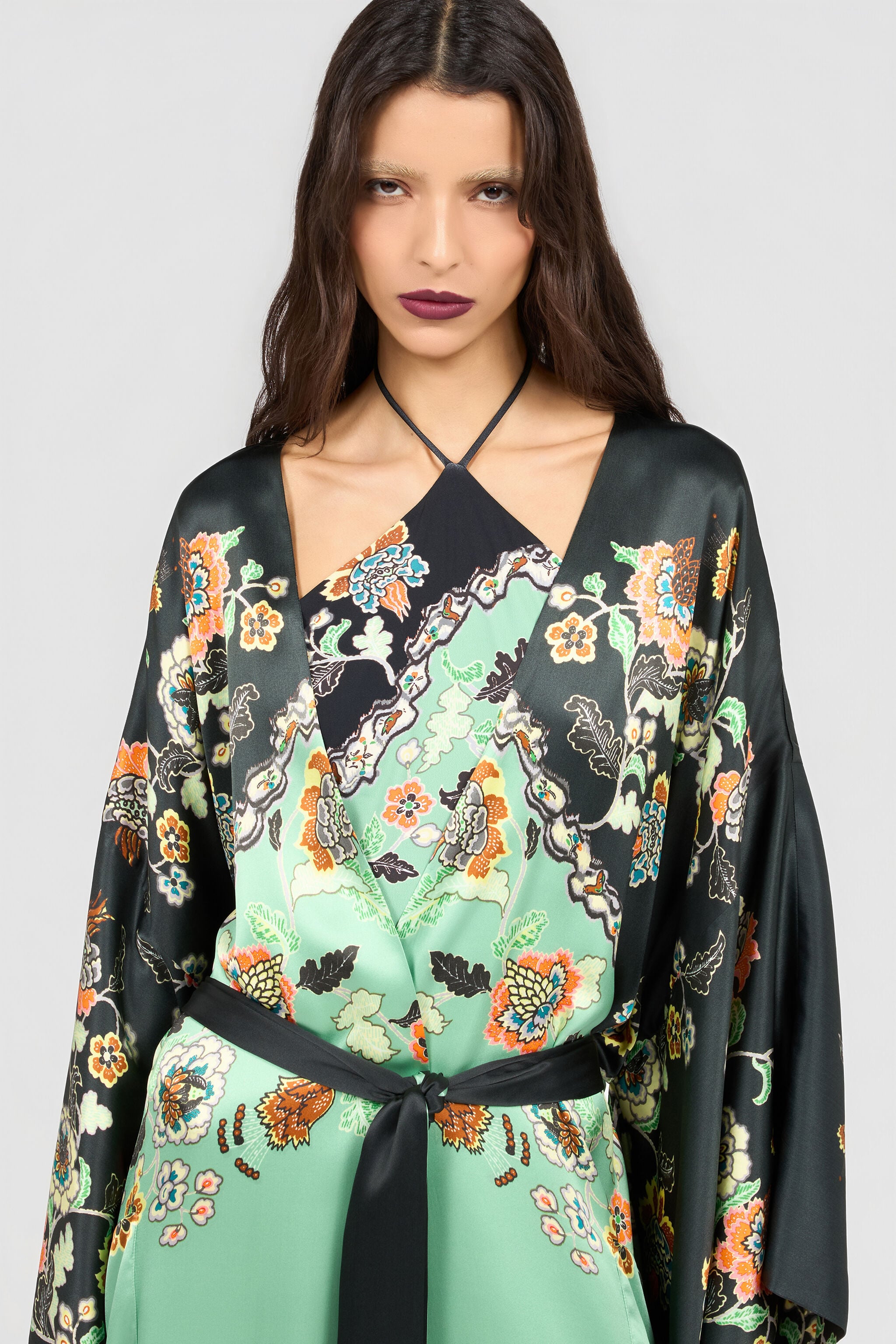 RC Seidenkimono Mit Kimono-Print RC Seidenkimono Mit Kimono-Print GREEN/BLACK XQT505-RYT25