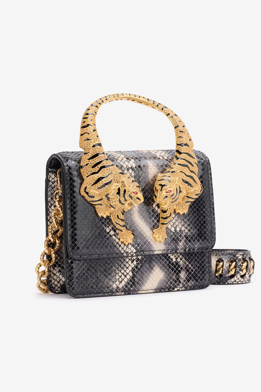 RC Bolso Roar con estampado pitón RC Bolso Roar con estampado pitón Negro/Blanco SKB023-PZ02S