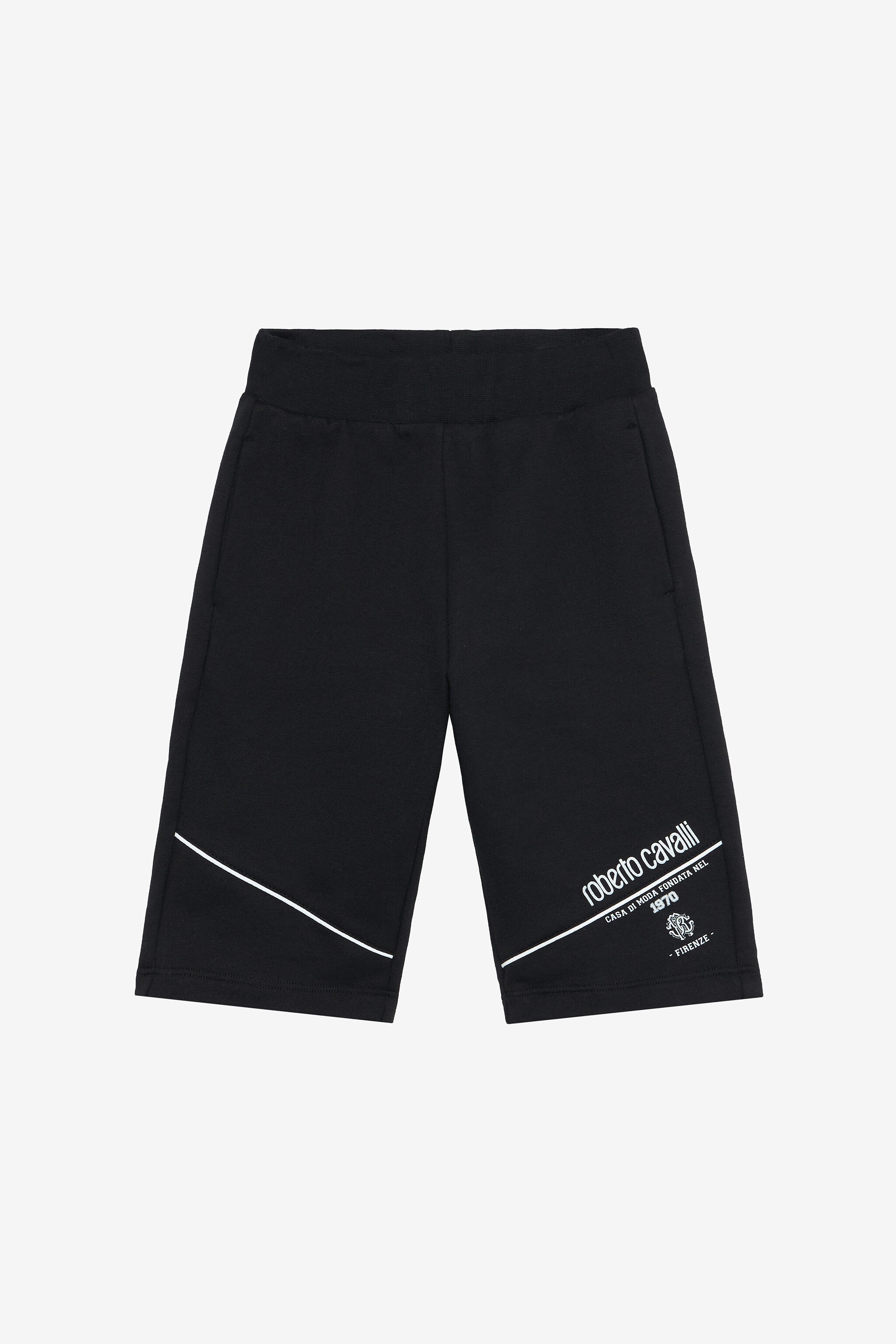 JU Black Bermuda Shorts with Logo and RC Monogram BLACK VJT25B-CF050