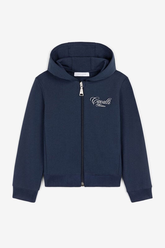 JU Logo-embroidered zipped hoodie Dark blue OJT975-ISA2J