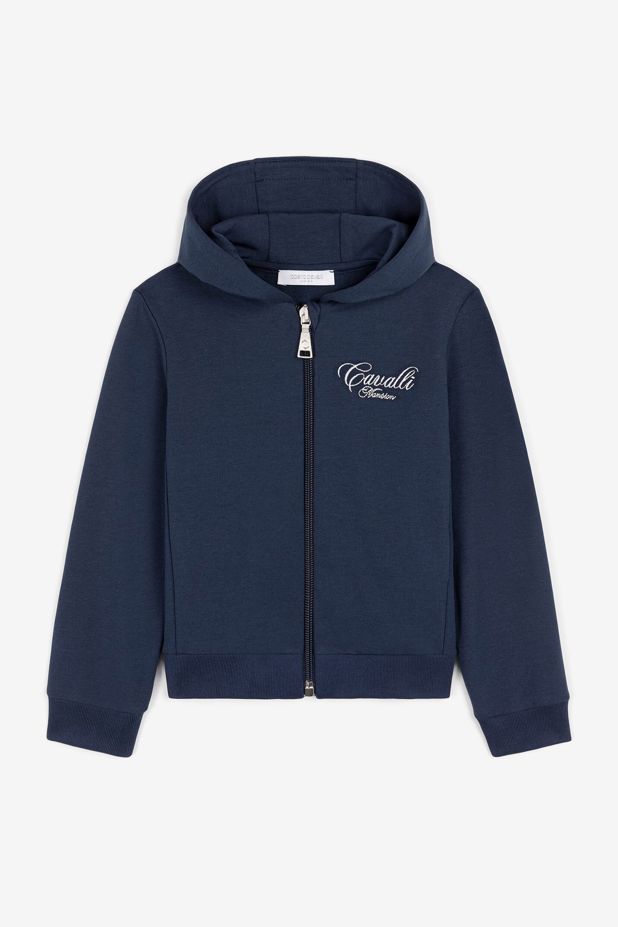 JU Logo-embroidered zipped hoodie Dark blue OJT975-ISA2J