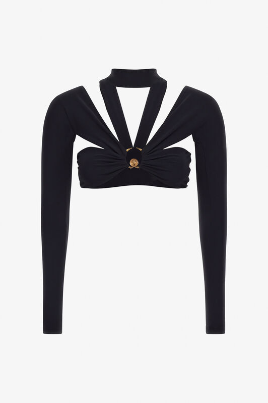 RC Langärmliges Crop-Top mit Cut-Outs Schwarz TKT68B-LL006