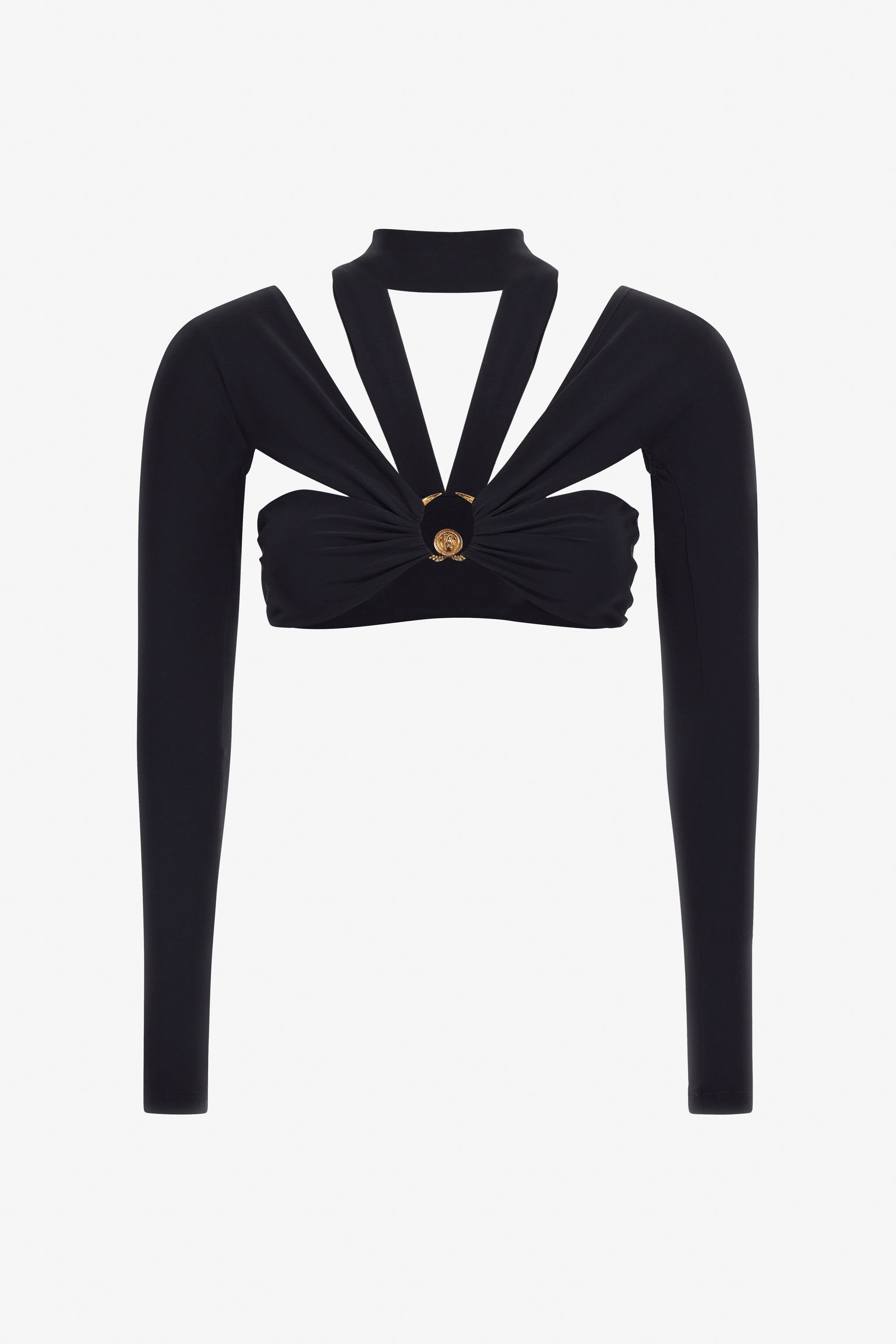 RC Langärmliges Crop-Top mit Cut-Outs Schwarz TKT68B-LL006