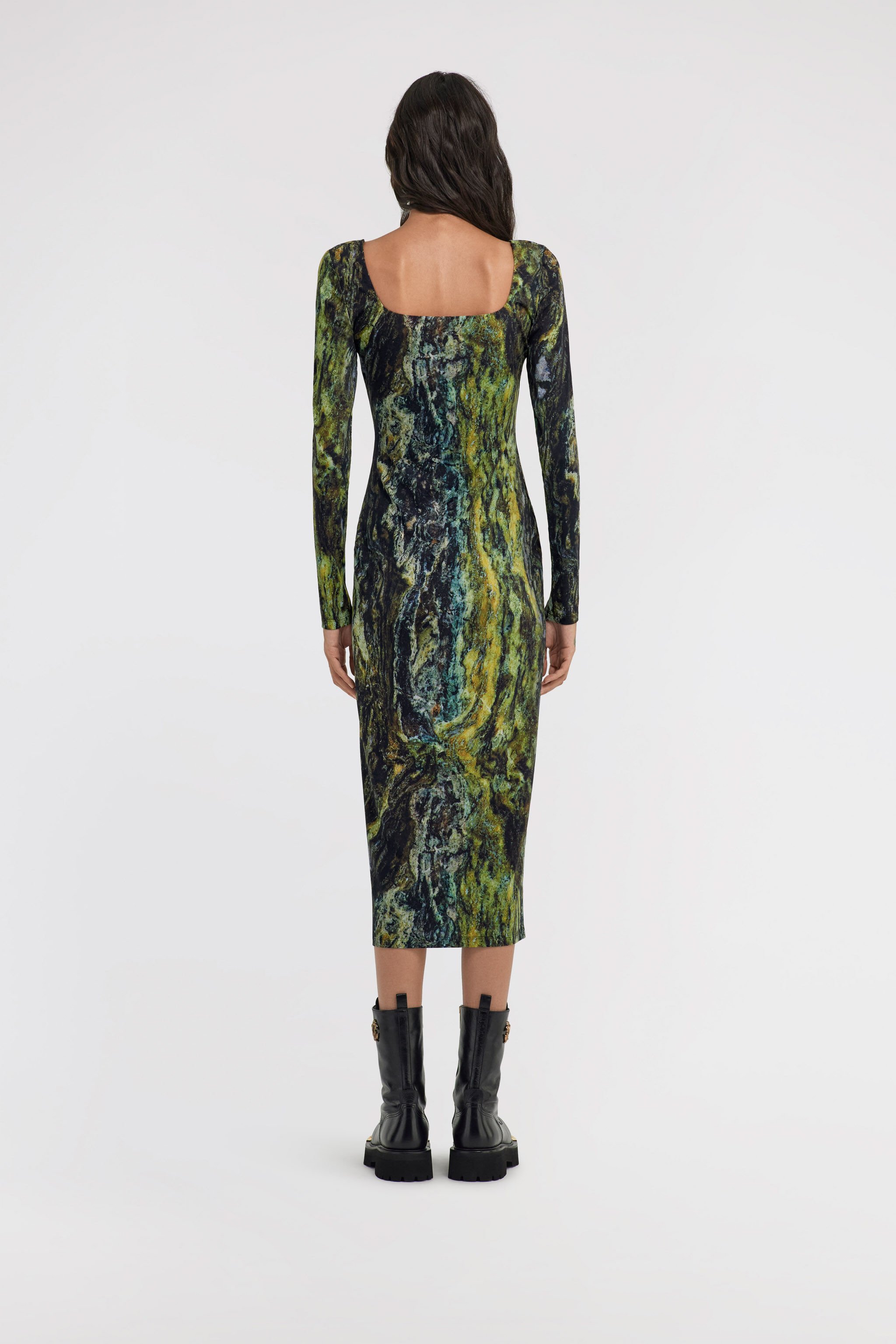 RC Marble print Dress Dunkelgrün TWT133-LNN20